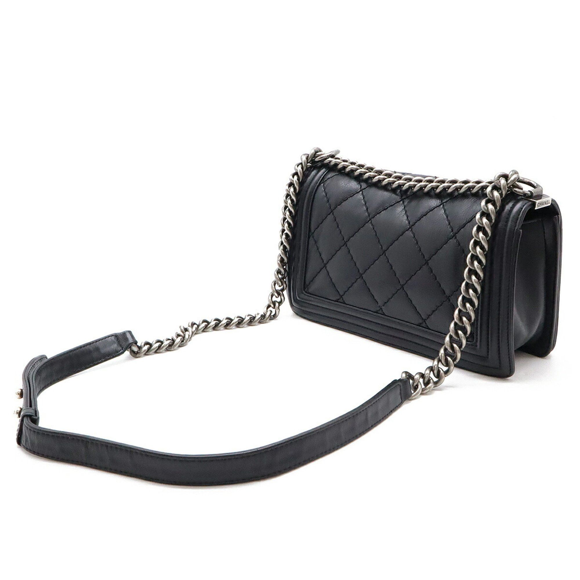 Chanel CHANEL Boy Chanel 25 Wild Stitch Matelasse Coco Mark Chain Shoulder Bag Leather Black A67086 Size ONE SIZE - 3 Thumbnail