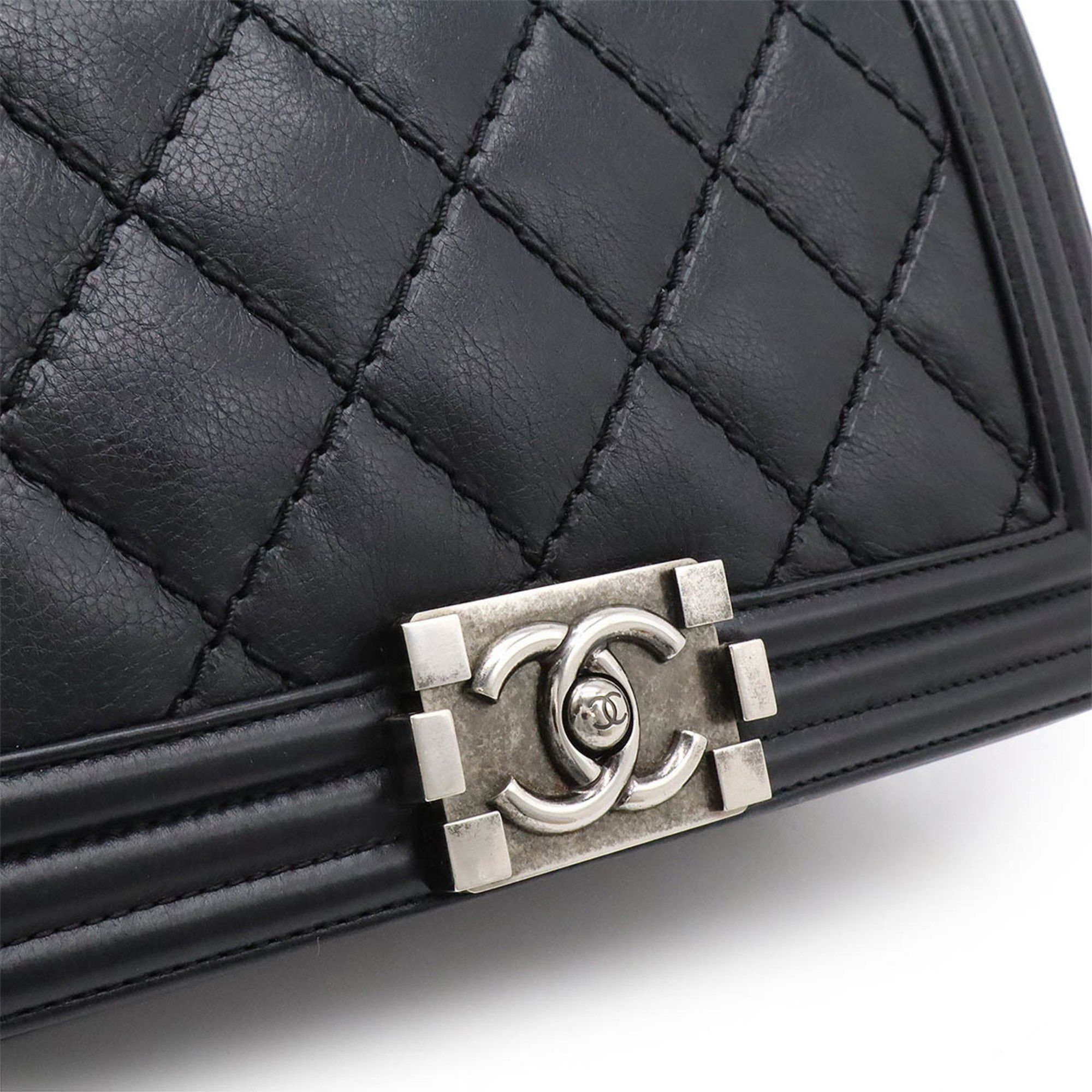 Chanel CHANEL Boy Chanel 25 Wild Stitch Matelasse Coco Mark Chain Shoulder Bag Leather Black A67086 Size ONE SIZE - 9 Thumbnail