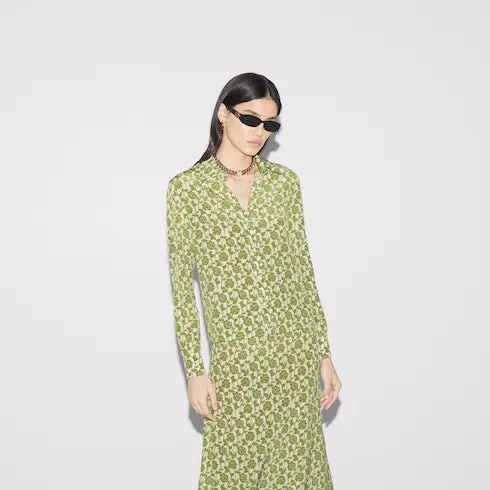Gucci Gucci Floral Print Silk Crepe De Chine Shirt SIZE 38 Size ONE SIZE - 4 Thumbnail