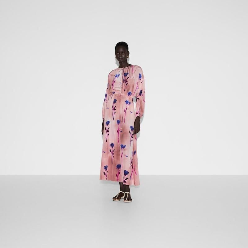 Gucci Gucci Floral Print Silk Crepe De Chine Dress SIZE 44 Size ONE SIZE - 2 Thumbnail