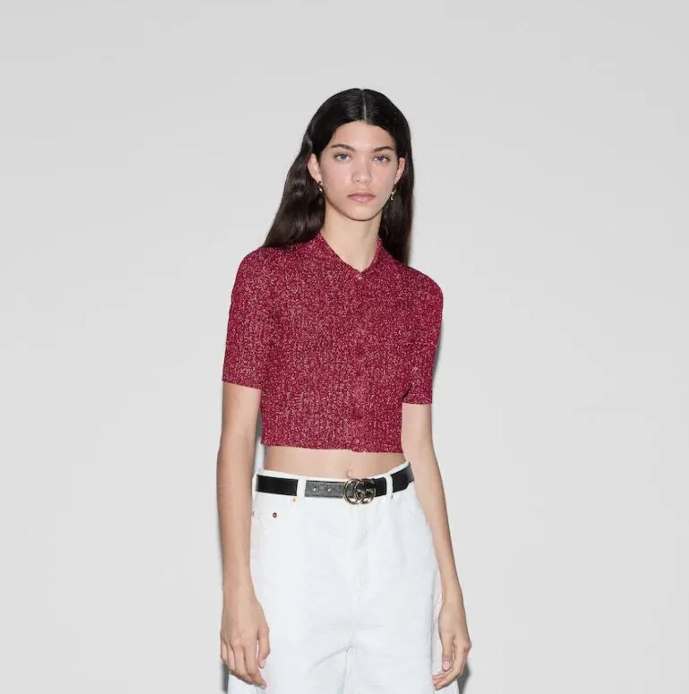 Gucci Gucci Rib Lame Short Sleeved Cardigan SIZE S Size ONE SIZE - 2 Thumbnail