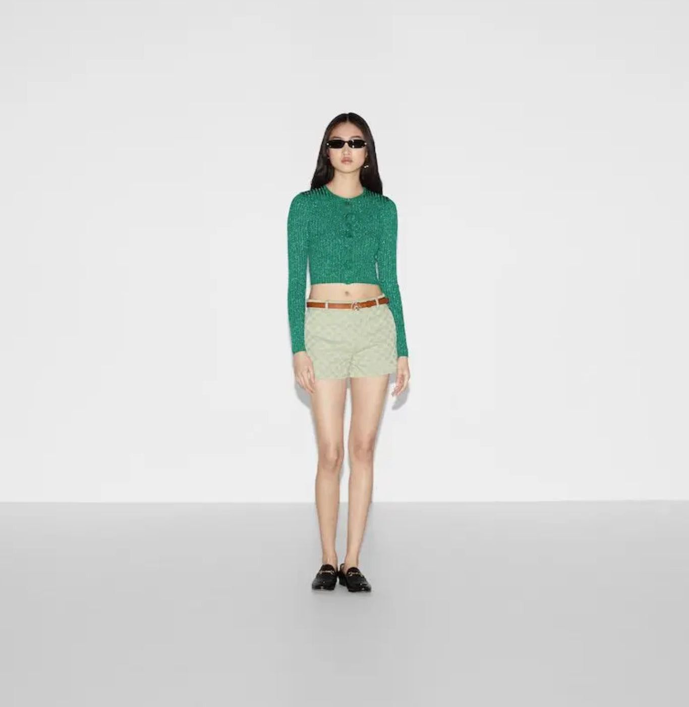 Gucci Rib Lame Crewneck Cardigan SIZE XL