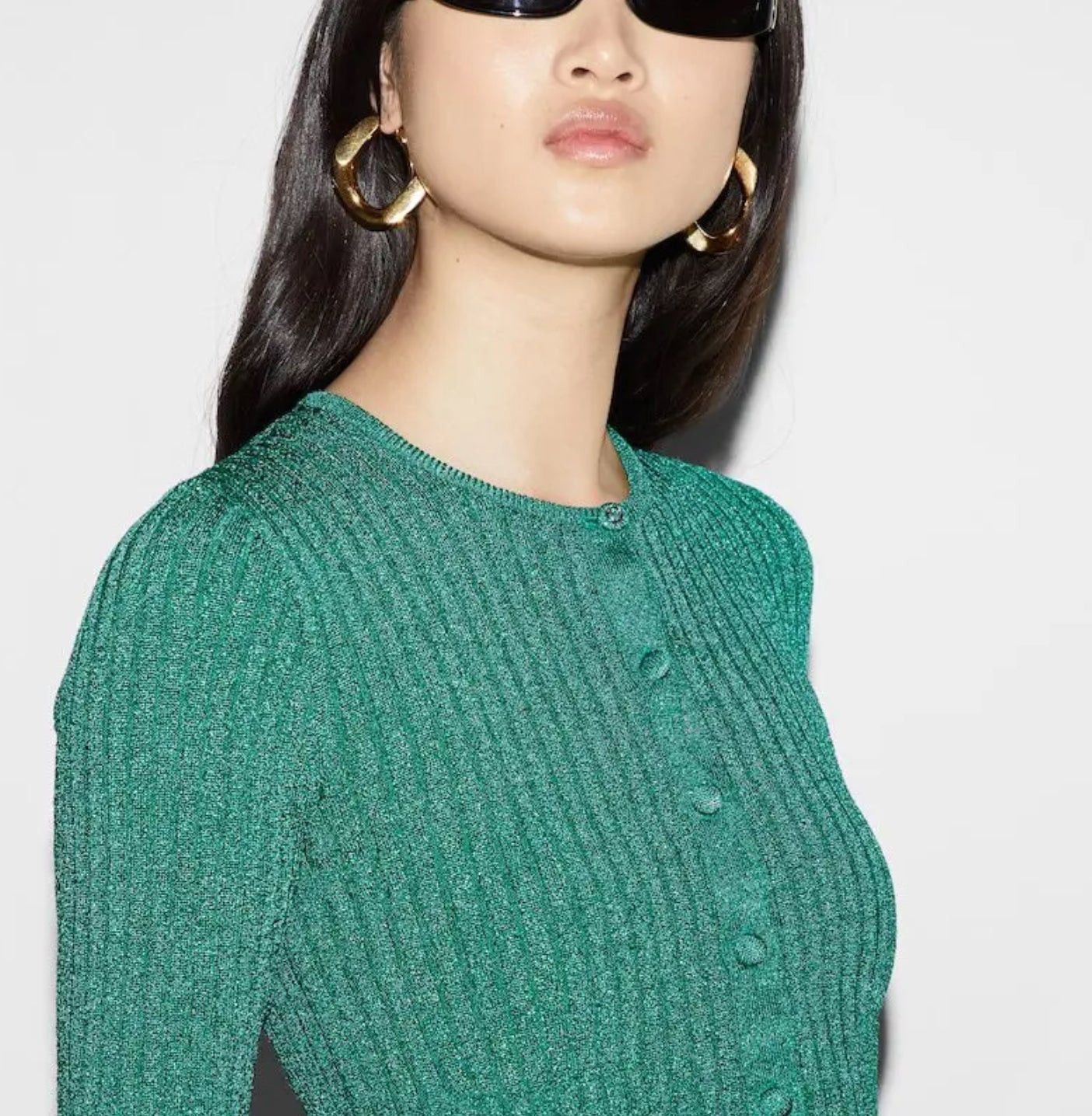 Gucci Rib Lame Crewneck Cardigan SIZE XL