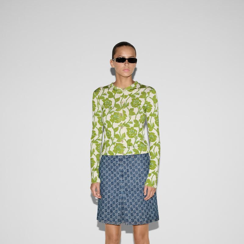 Gucci Gucci Floral Print Fine wool Silk Cardigan SIZE M Size ONE SIZE - 2 Thumbnail