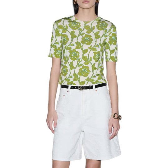 Gucci Gucci Floral Print Fine Wool Silk Top SIZE M Size ONE SIZE - 2 Thumbnail