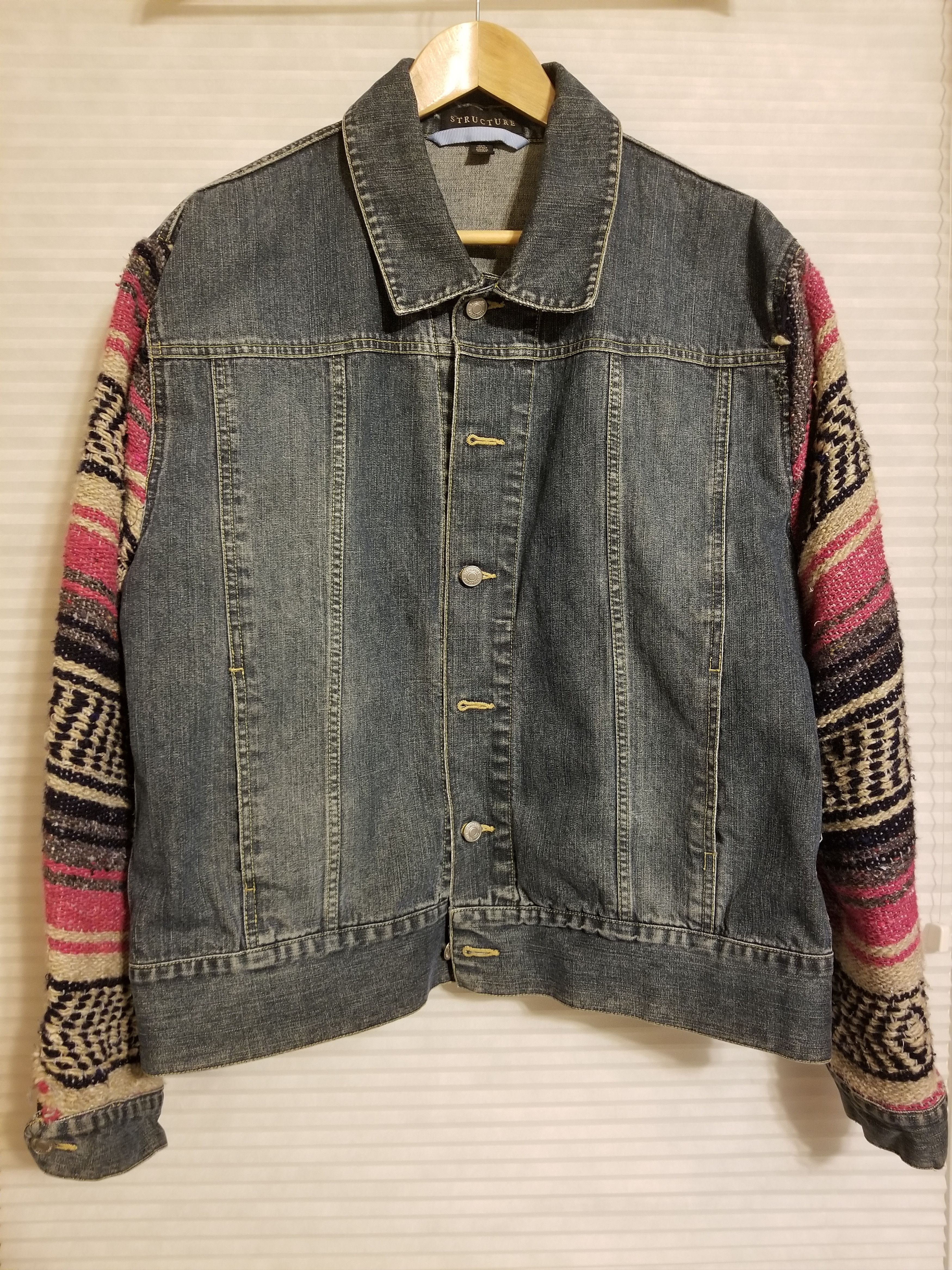 Vintage Vintage Hybrid Denim Sweater Jacket Size US L / EU 52-54 / 3 - 1 Thumbnail