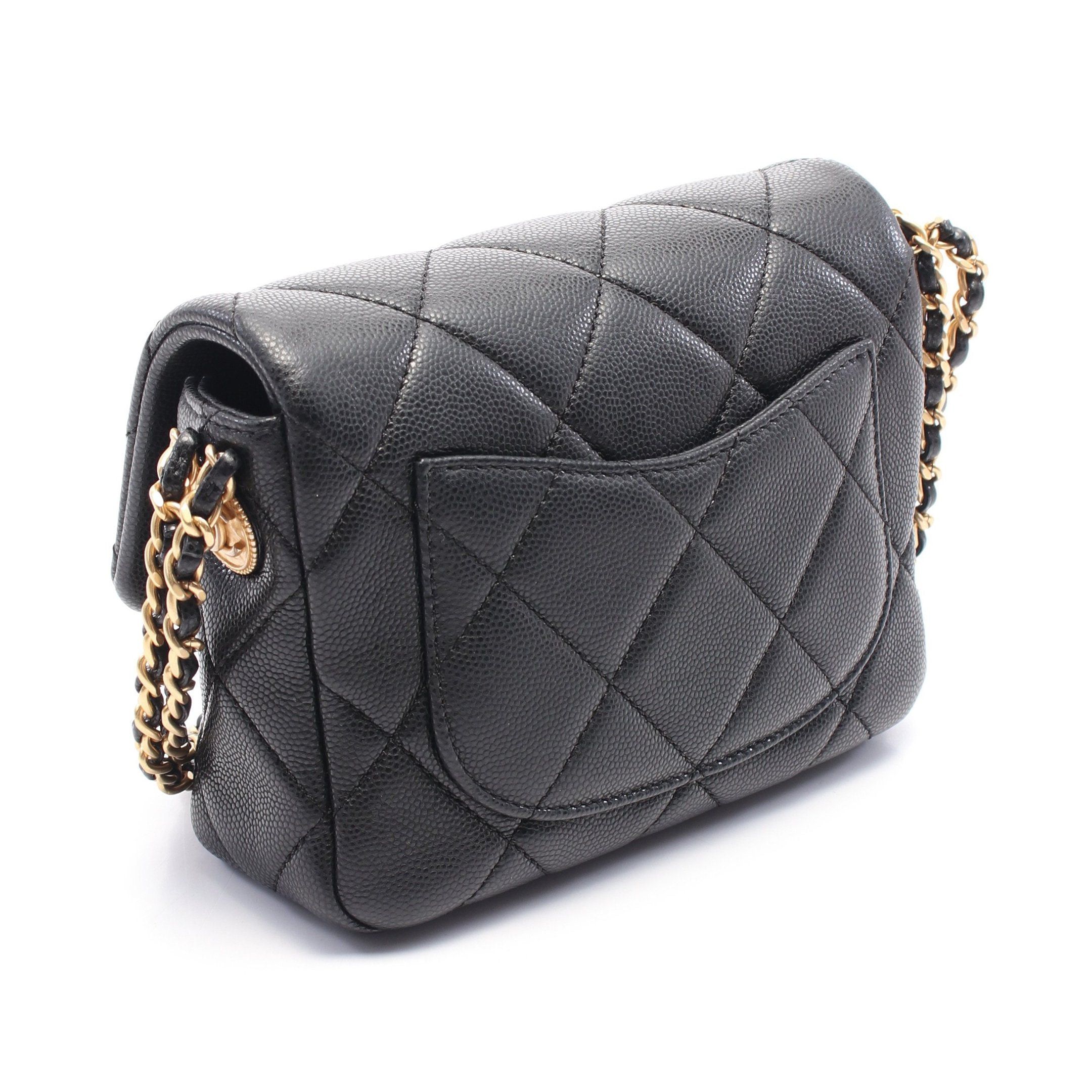 Chanel Chanel Matelasse Mini Flap Chain Shoulder Bag Caviar Skin Black Gold Hardware Size ONE SIZE - 2 Thumbnail