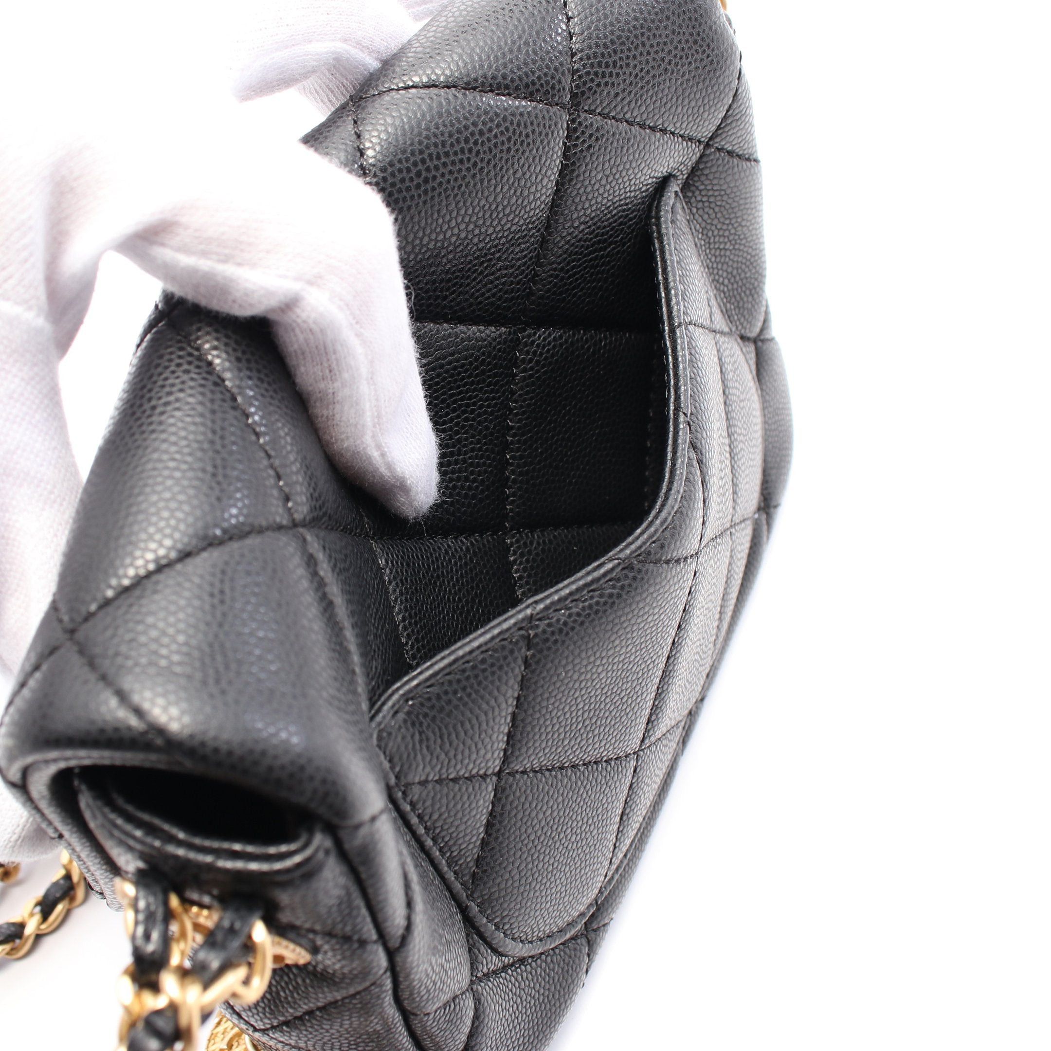 Chanel Chanel Matelasse Mini Flap Chain Shoulder Bag Caviar Skin Black Gold Hardware Size ONE SIZE - 6 Thumbnail
