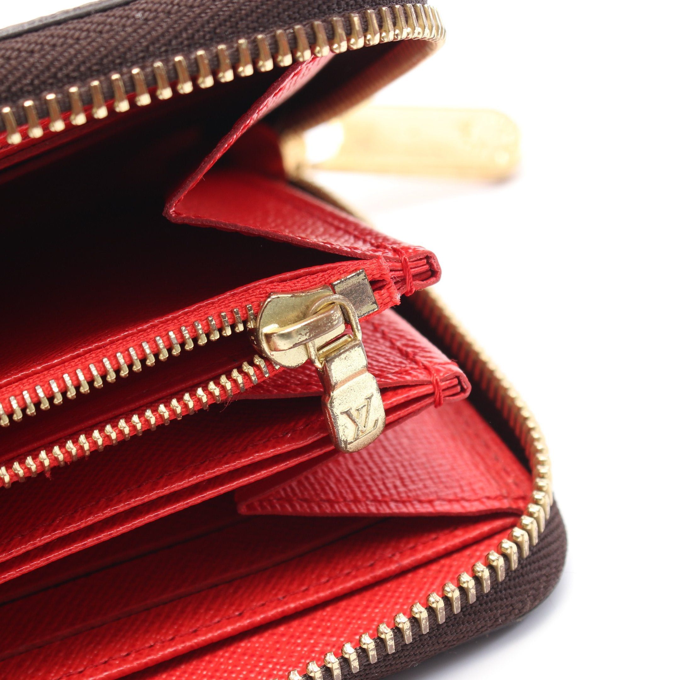 Louis Vuitton Louis Vuitton Zippy Wallet Monogram Coquelicot Round Zipper Long Brown Red Size ONE SIZE - 7 Thumbnail