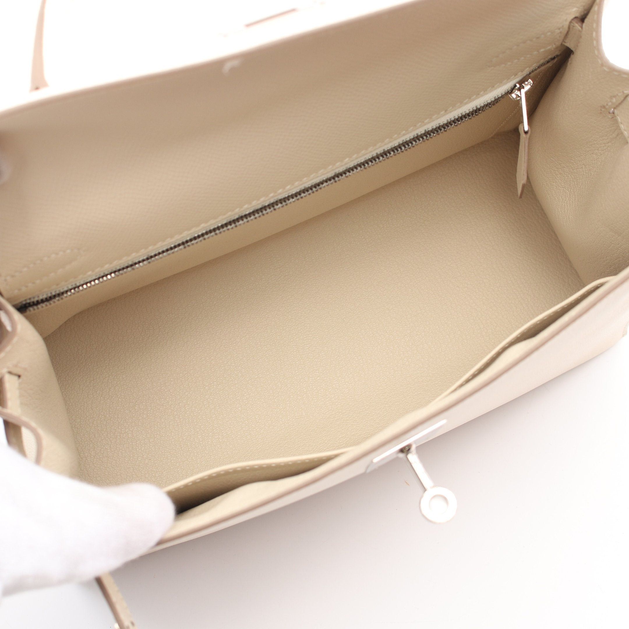 Hermes Hermes Kelly28 Kure Handbag Veau Epsom Ivory Silver Hardware Outside Sewing D Stamp Size ONE SIZE - 3 Thumbnail