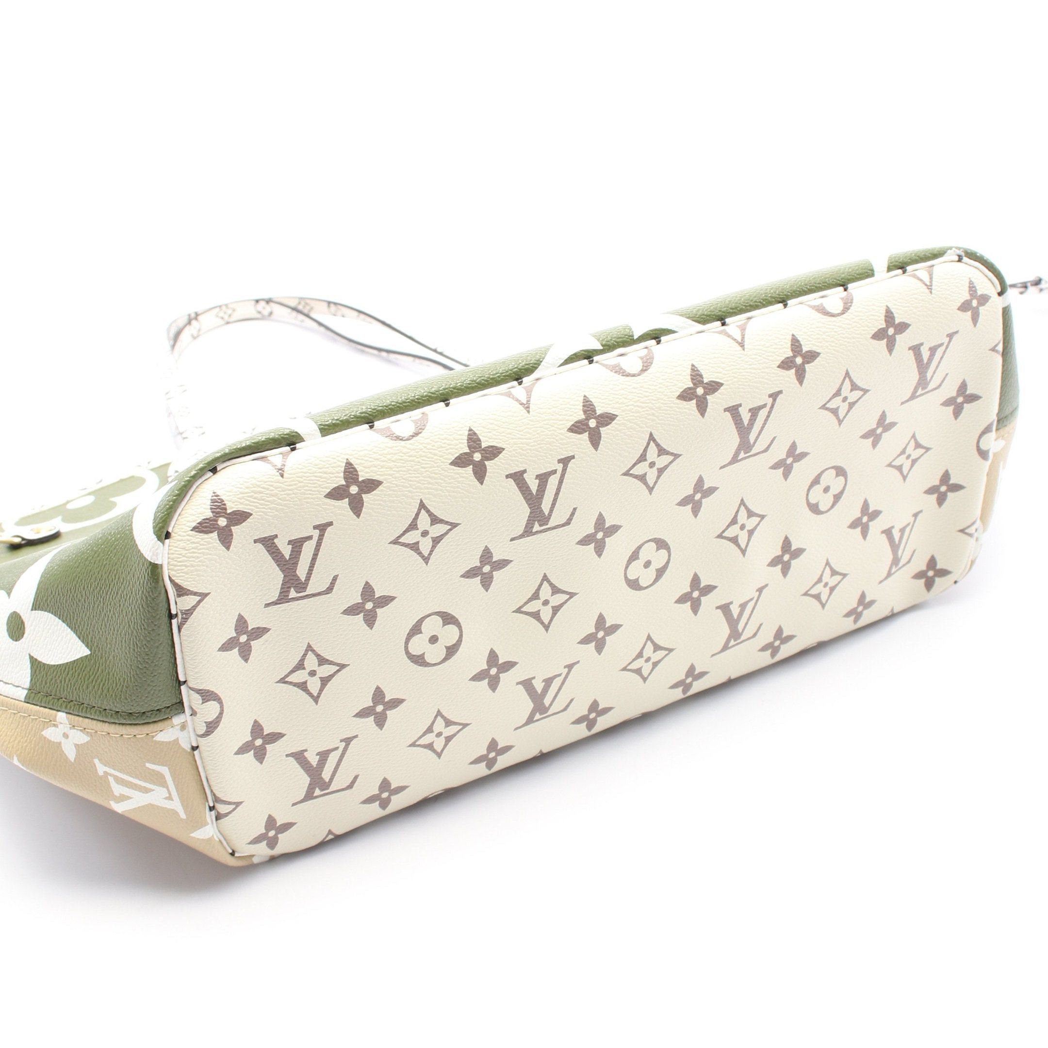 Louis Vuitton Louis Vuitton Neverfull Mm Monogram Giant Shoulder Bag Tote Khaki Green Beige Multicolor Size ONE SIZE - 7 Thumbnail