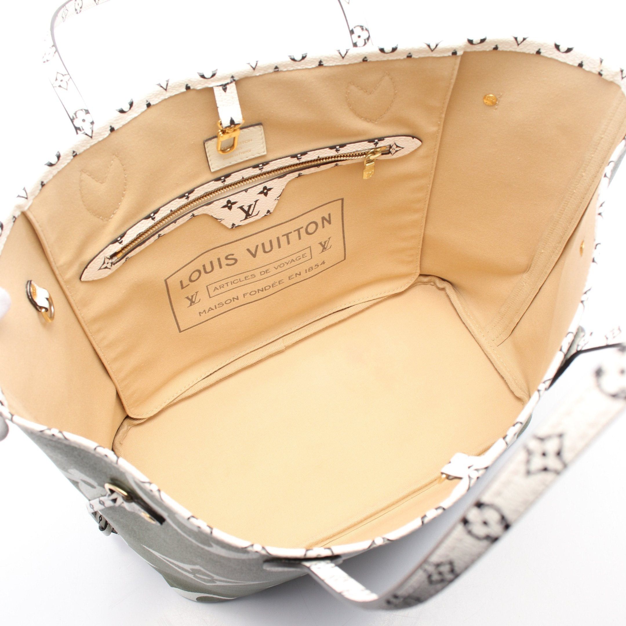 Louis Vuitton Louis Vuitton Neverfull Mm Monogram Giant Shoulder Bag Tote Khaki Green Beige Multicolor Size ONE SIZE - 3 Thumbnail