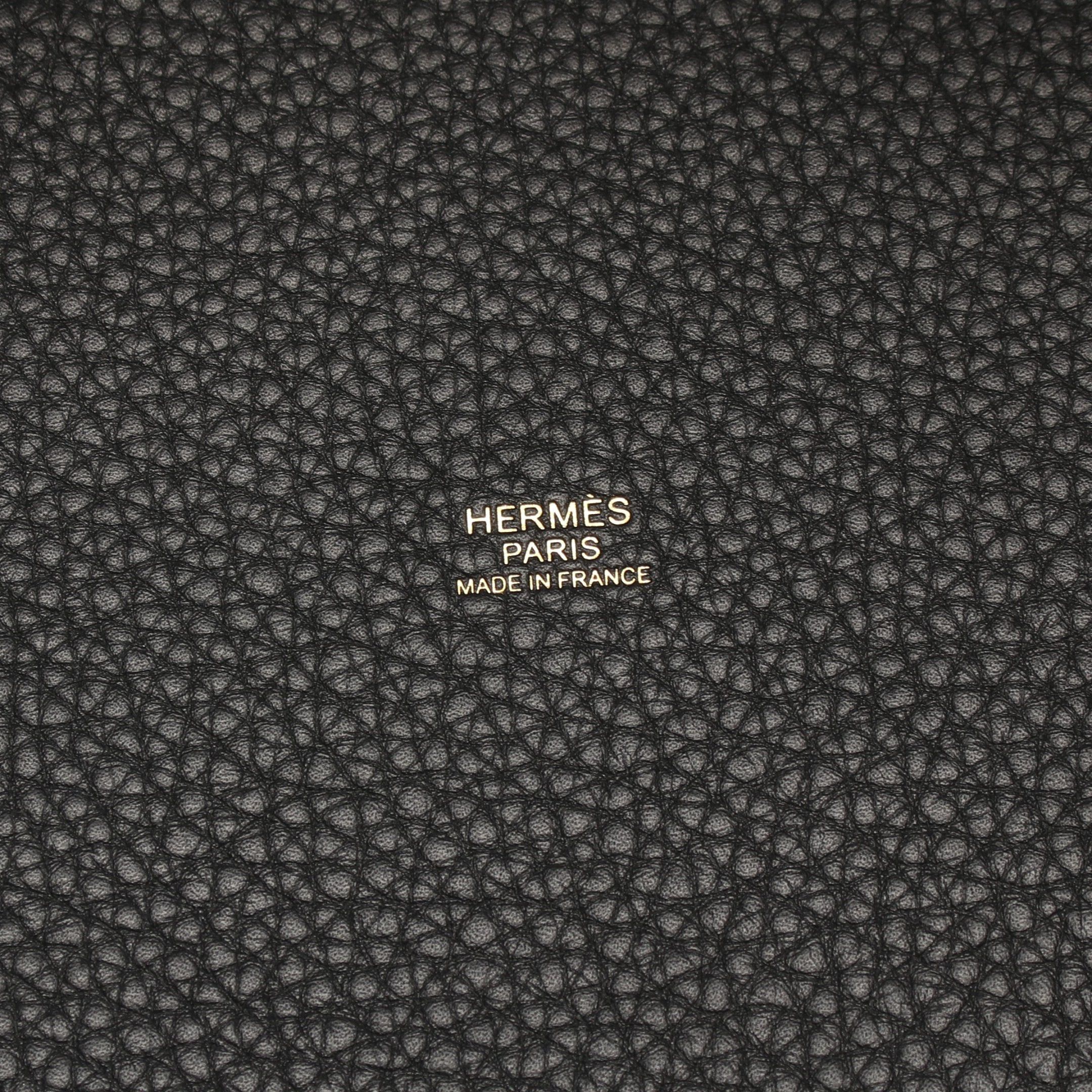 Hermes Hermes Picotane Lock Mm Handbag Clemence Leather Black Gold Hardware Double Engraved Size ONE SIZE - 4 Thumbnail