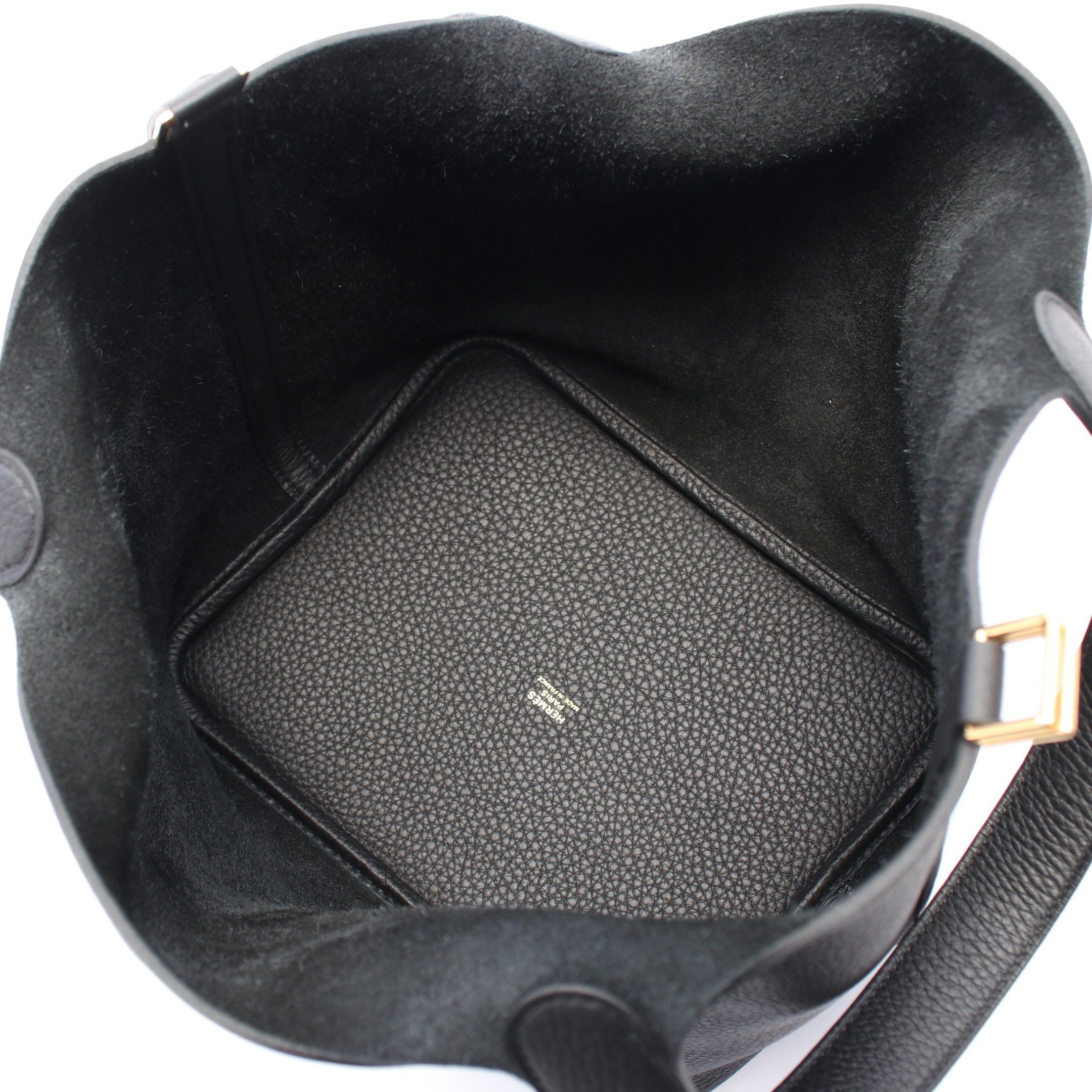 Hermes Hermes Picotane Lock Mm Handbag Clemence Leather Black Gold Hardware Double Engraved Size ONE SIZE - 3 Thumbnail
