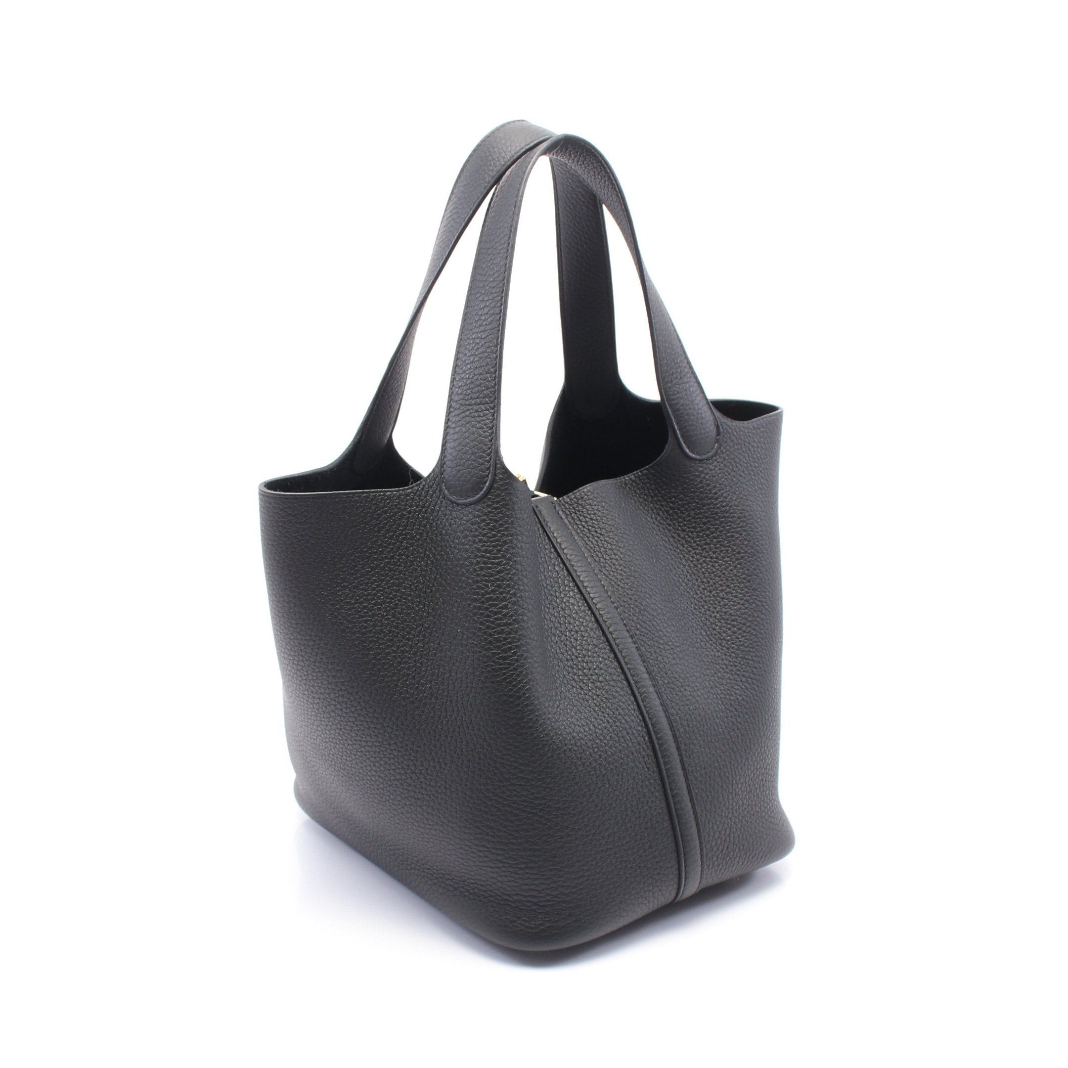 Hermes Hermes Picotane Lock Mm Handbag Clemence Leather Black Gold Hardware Double Engraved Size ONE SIZE - 2 Thumbnail
