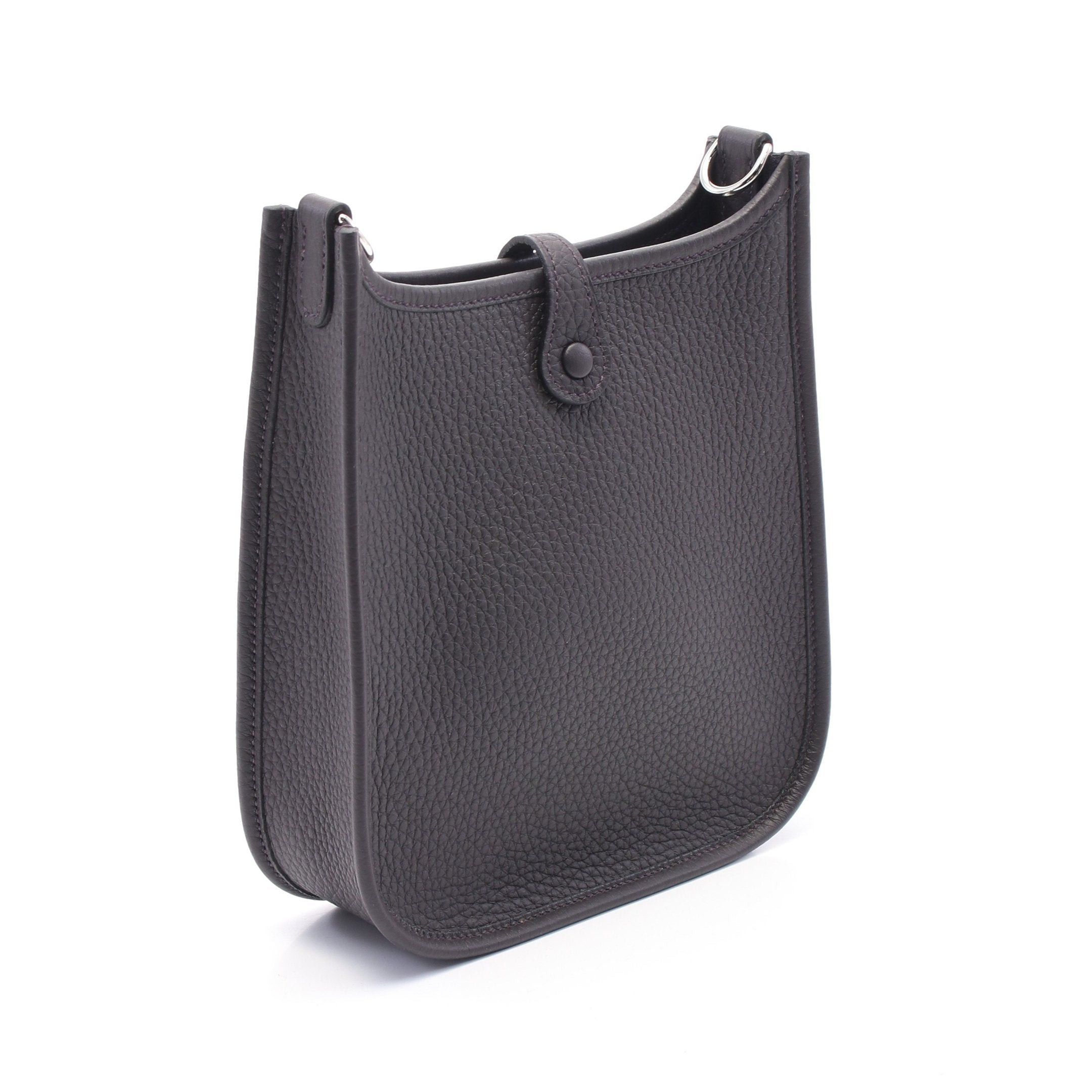 Hermes Hermes Evelyn Tpm Prenoir Shoulder Bag Clemence Leather Dark Purple Silver Hardware Double Engraved Size ONE SIZE - 2 Thumbnail