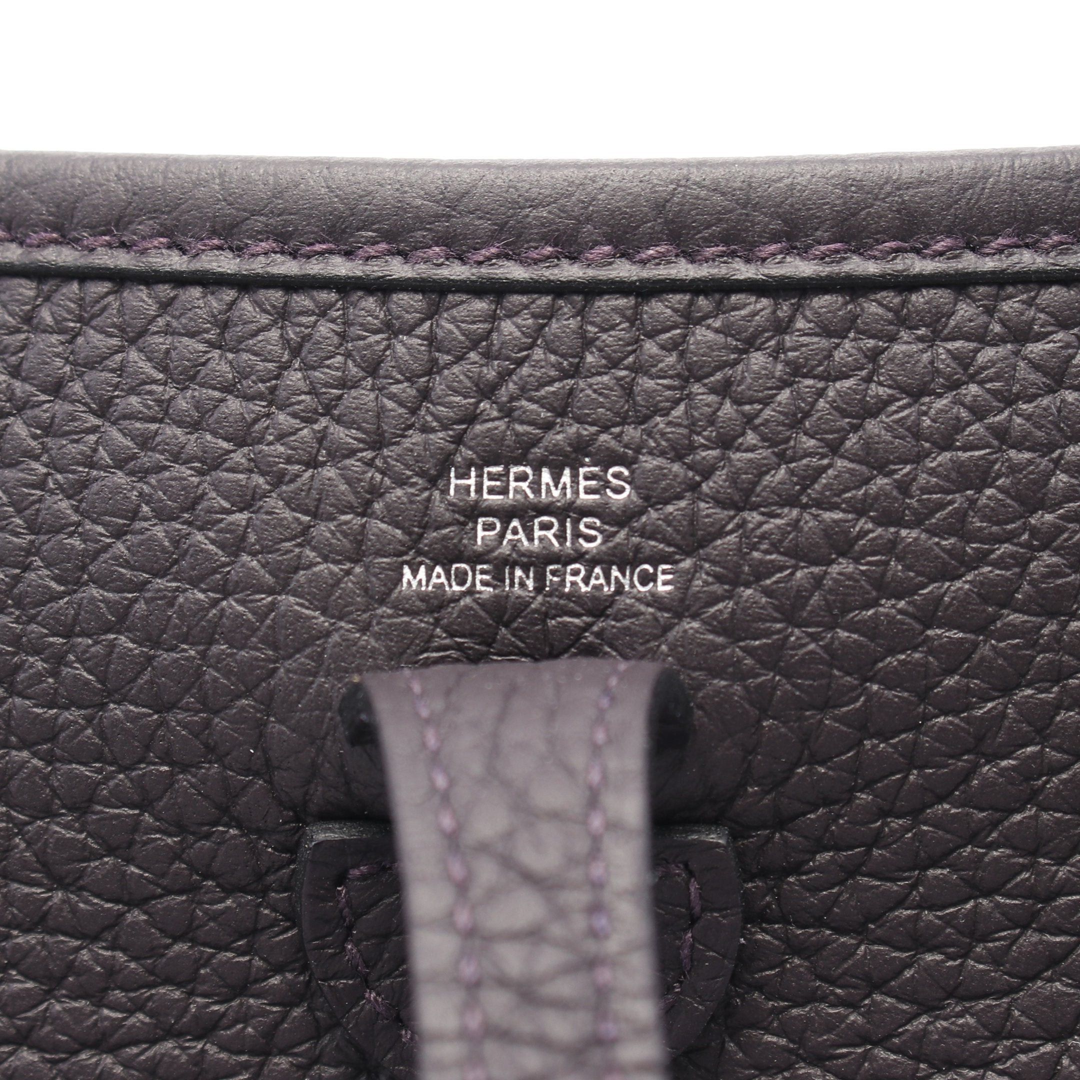 Hermes Hermes Evelyn Tpm Prenoir Shoulder Bag Clemence Leather Dark Purple Silver Hardware Double Engraved Size ONE SIZE - 4 Thumbnail