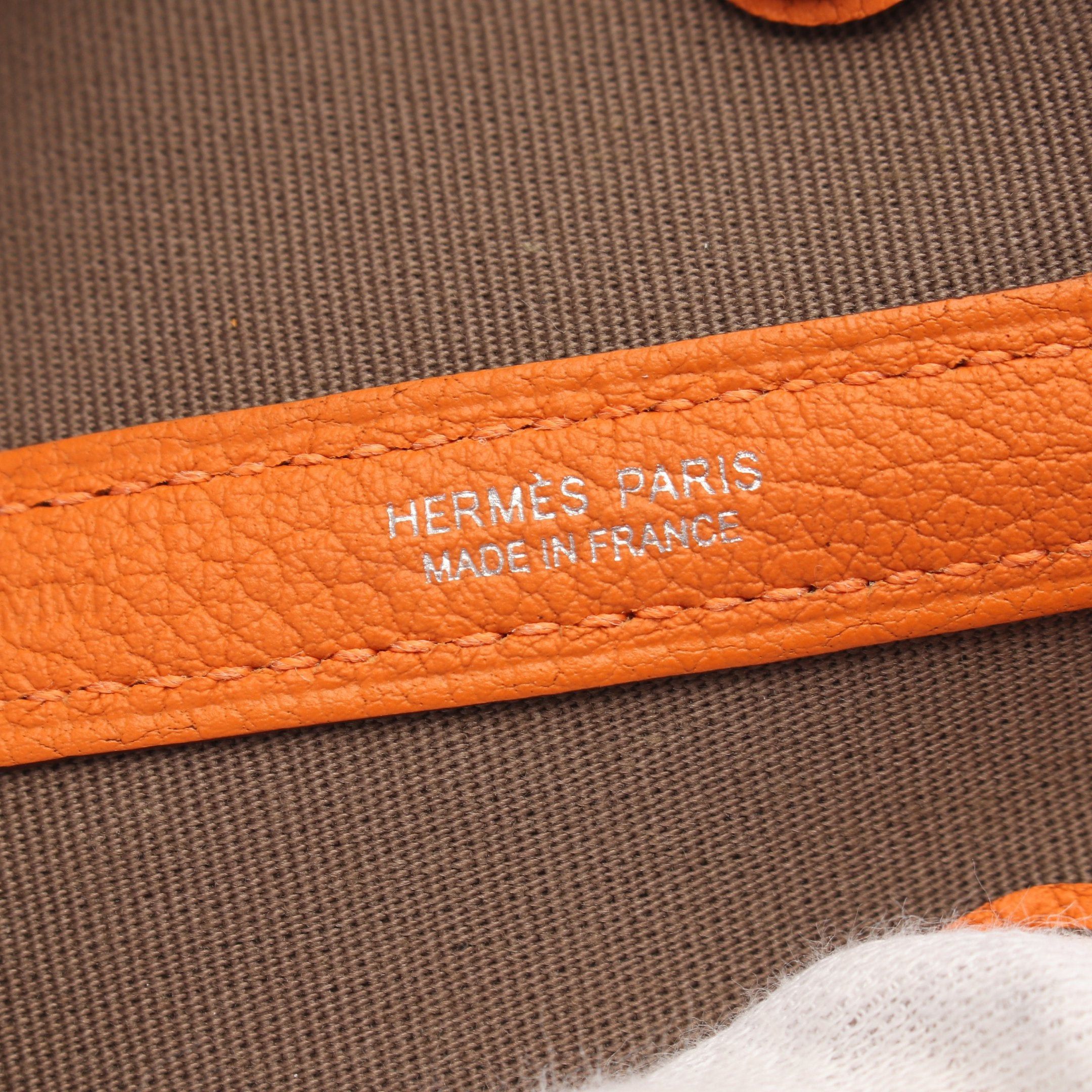 Hermes Hermes Garden Party Tpm Etoupe Handbag Tote Bag Toile Officier Negonda Leather Gray Beige Orange Silver Hardware Double Engraved Size ONE SIZE - 4 Thumbnail