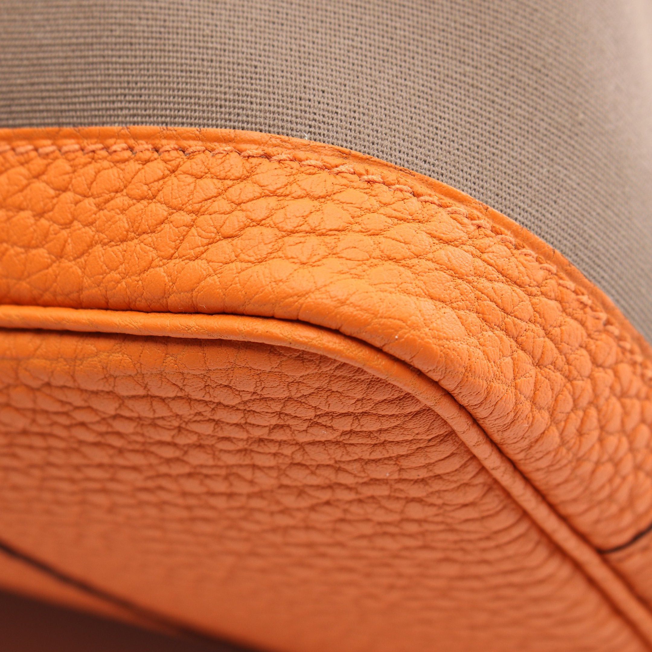 Hermes Hermes Garden Party Tpm Etoupe Handbag Tote Bag Toile Officier Negonda Leather Gray Beige Orange Silver Hardware Double Engraved Size ONE SIZE - 7 Thumbnail