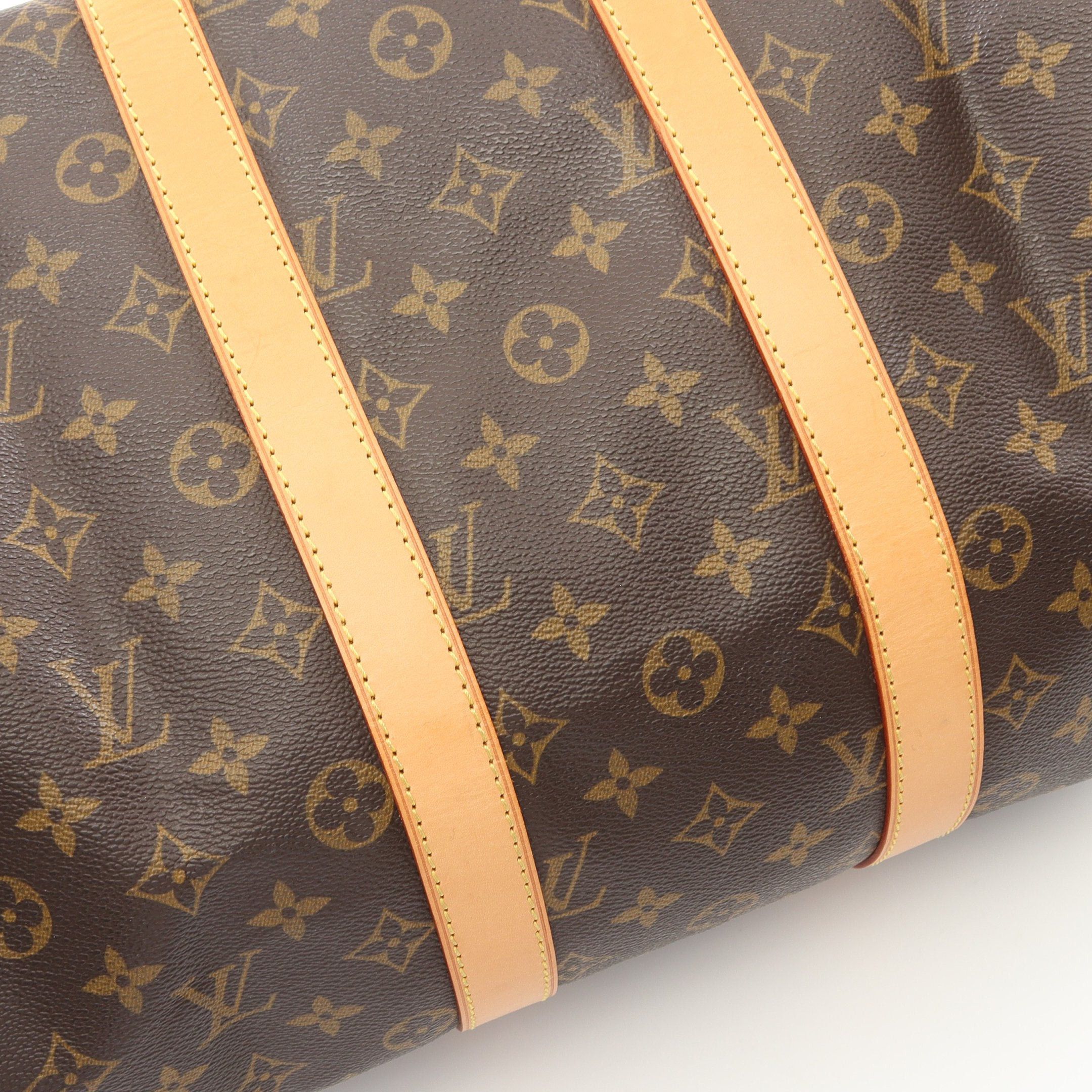 Louis Vuitton Louis Vuitton Keepall 45 Monogram Boston Bag Leather Brown Size ONE SIZE - 6 Thumbnail