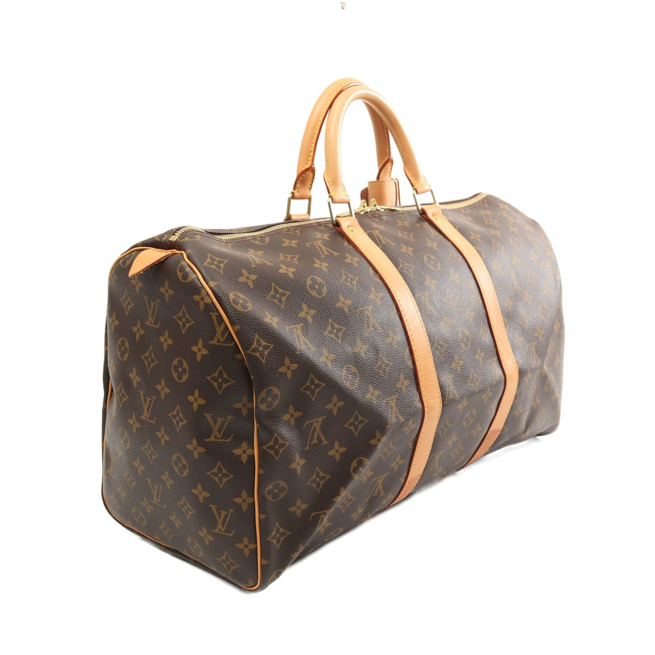 Louis Vuitton Louis Vuitton Keepall 50 Monogram Boston Bag Leather Brown Size ONE SIZE - 2 Thumbnail