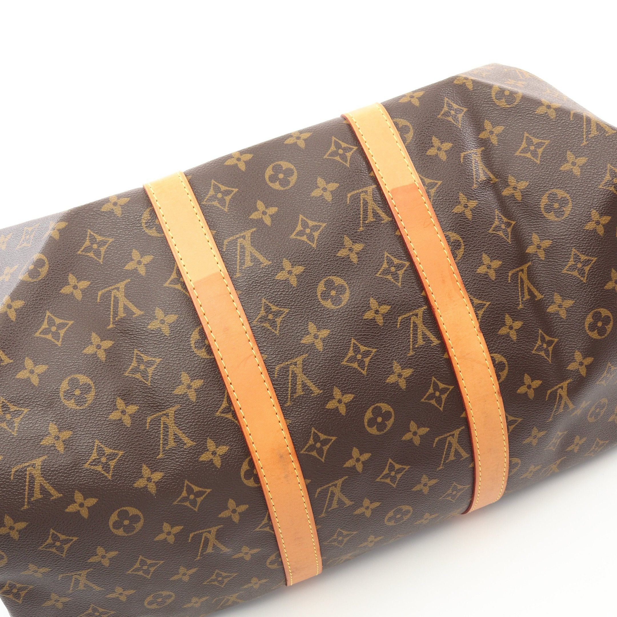 Louis Vuitton Louis Vuitton Keepall 50 Monogram Boston Bag Leather Brown Size ONE SIZE - 7 Thumbnail