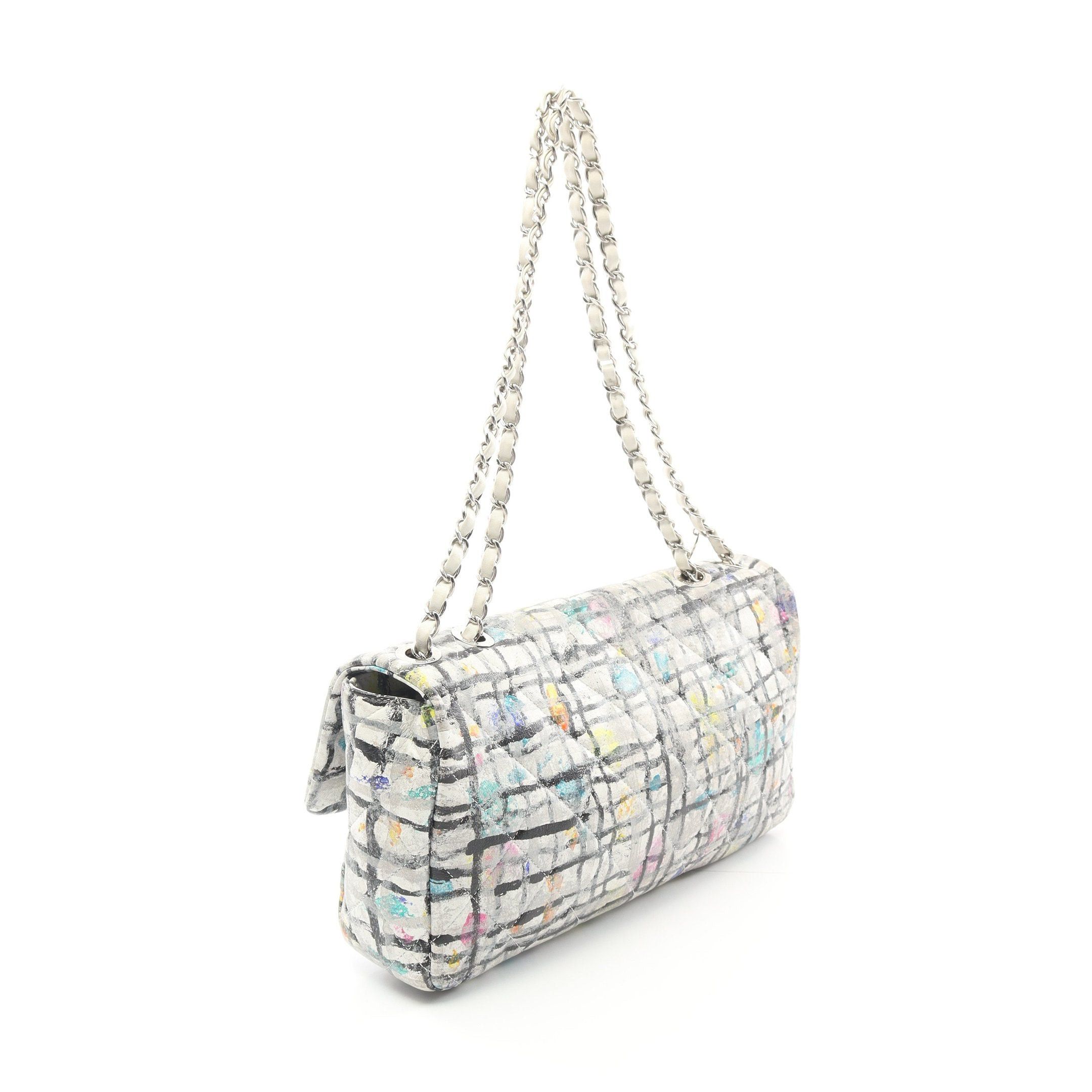 Chanel Chanel Coco Mark Paint Graffiti Chain Shoulder Bag Leather White Multicolor Silver Hardware Size ONE SIZE - 2 Thumbnail