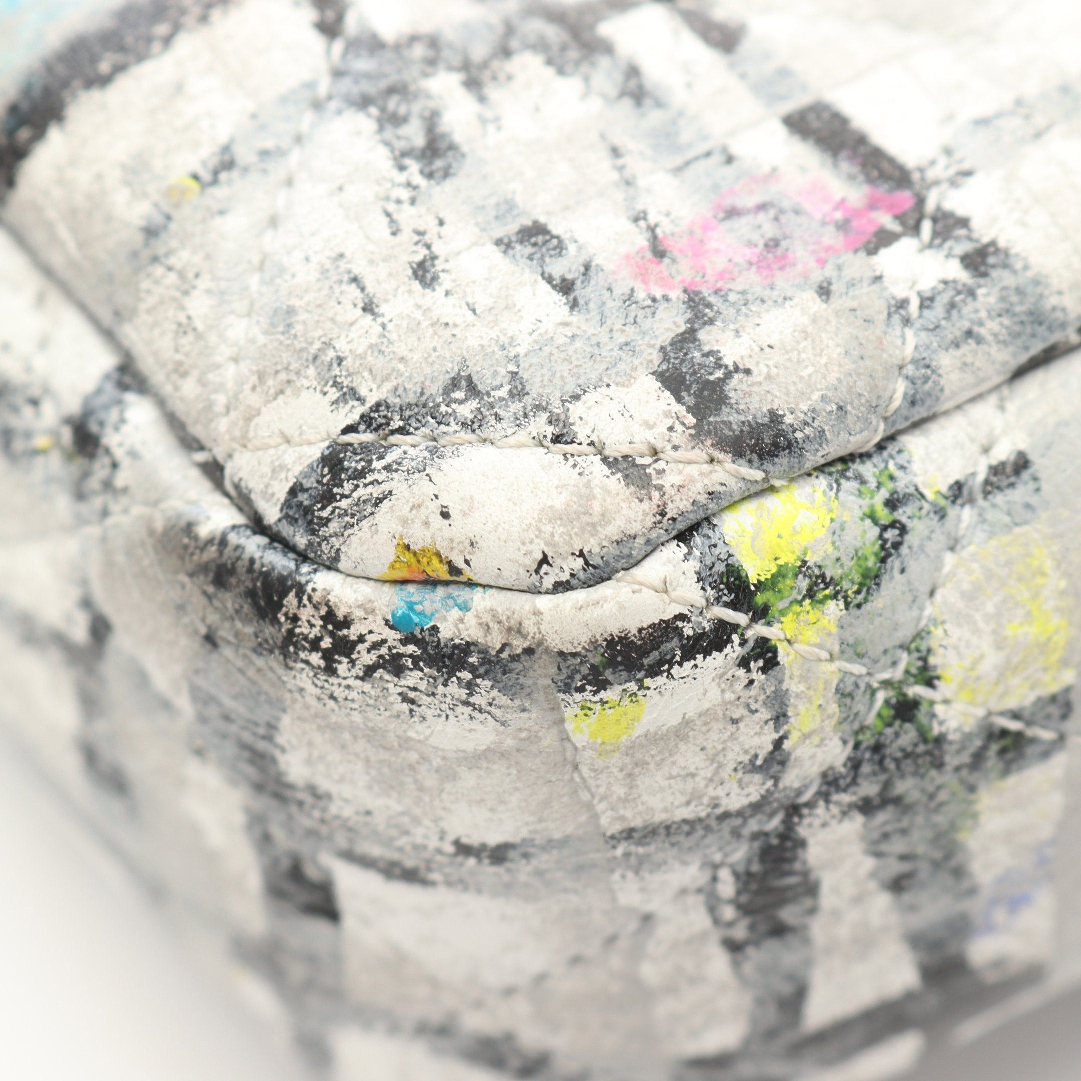 Chanel Chanel Coco Mark Paint Graffiti Chain Shoulder Bag Leather White Multicolor Silver Hardware Size ONE SIZE - 7 Thumbnail
