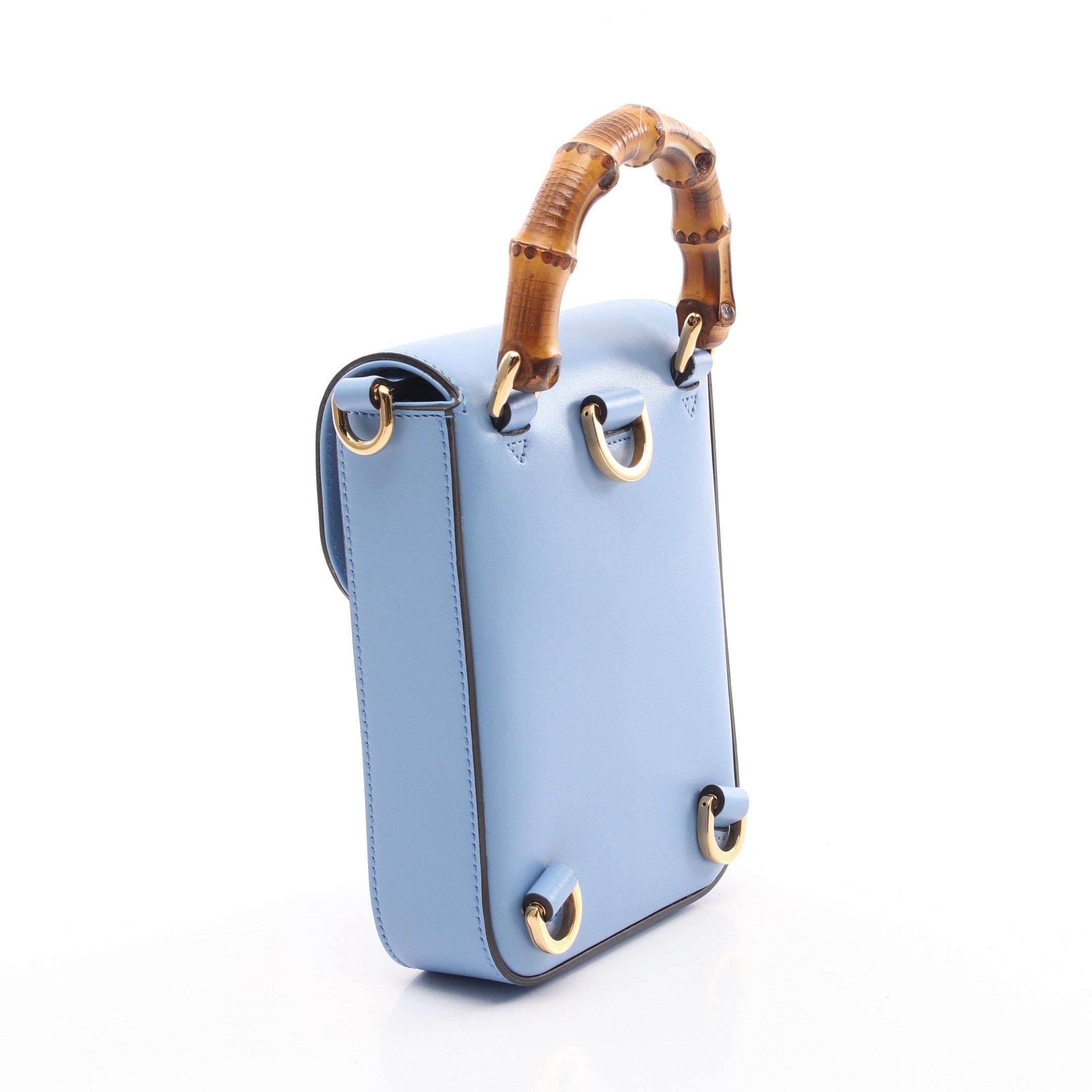 Gucci Gucci Bamboo Handbag Leather Light Blue 3Way Size ONE SIZE - 2 Thumbnail