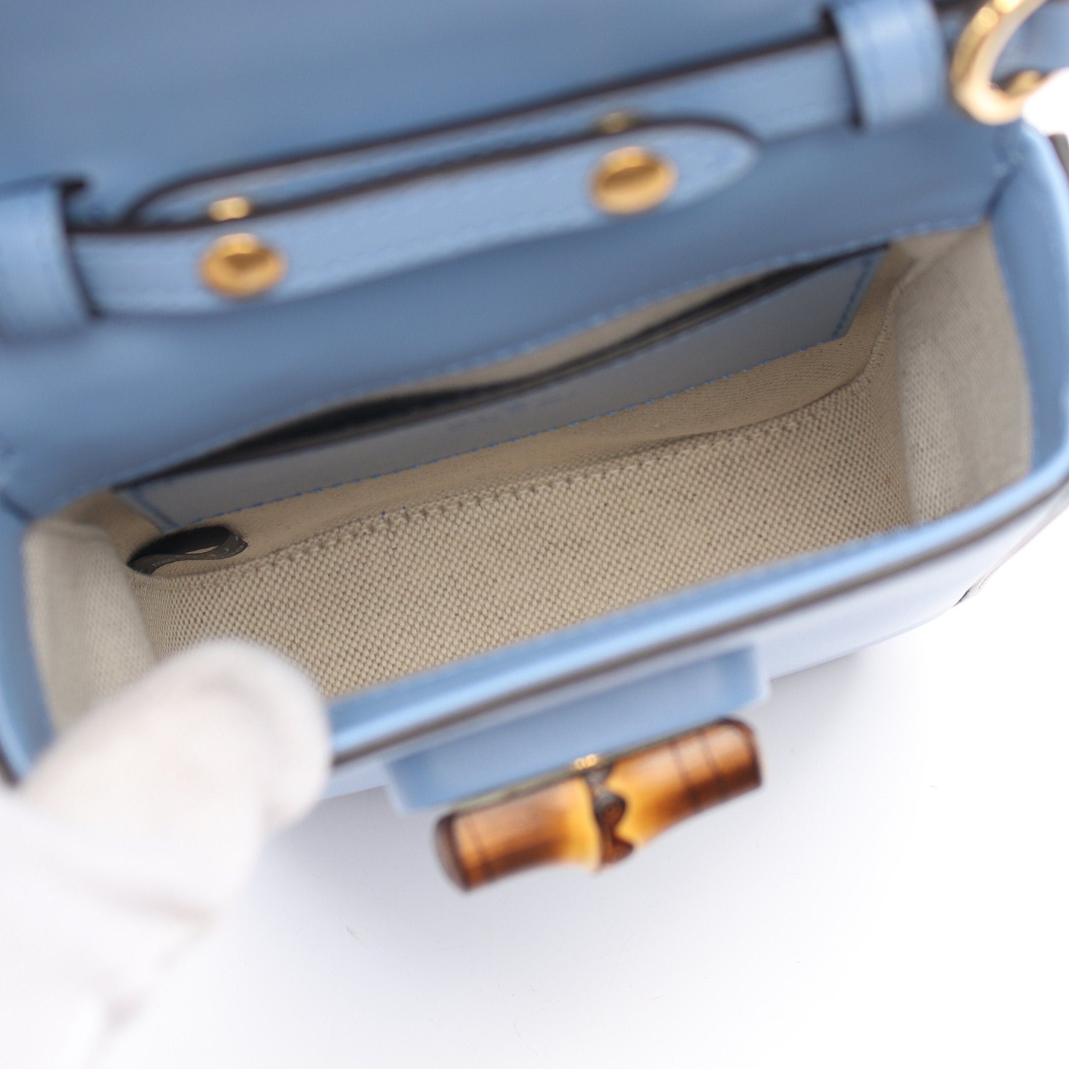 Gucci Gucci Bamboo Handbag Leather Light Blue 3Way Size ONE SIZE - 3 Thumbnail