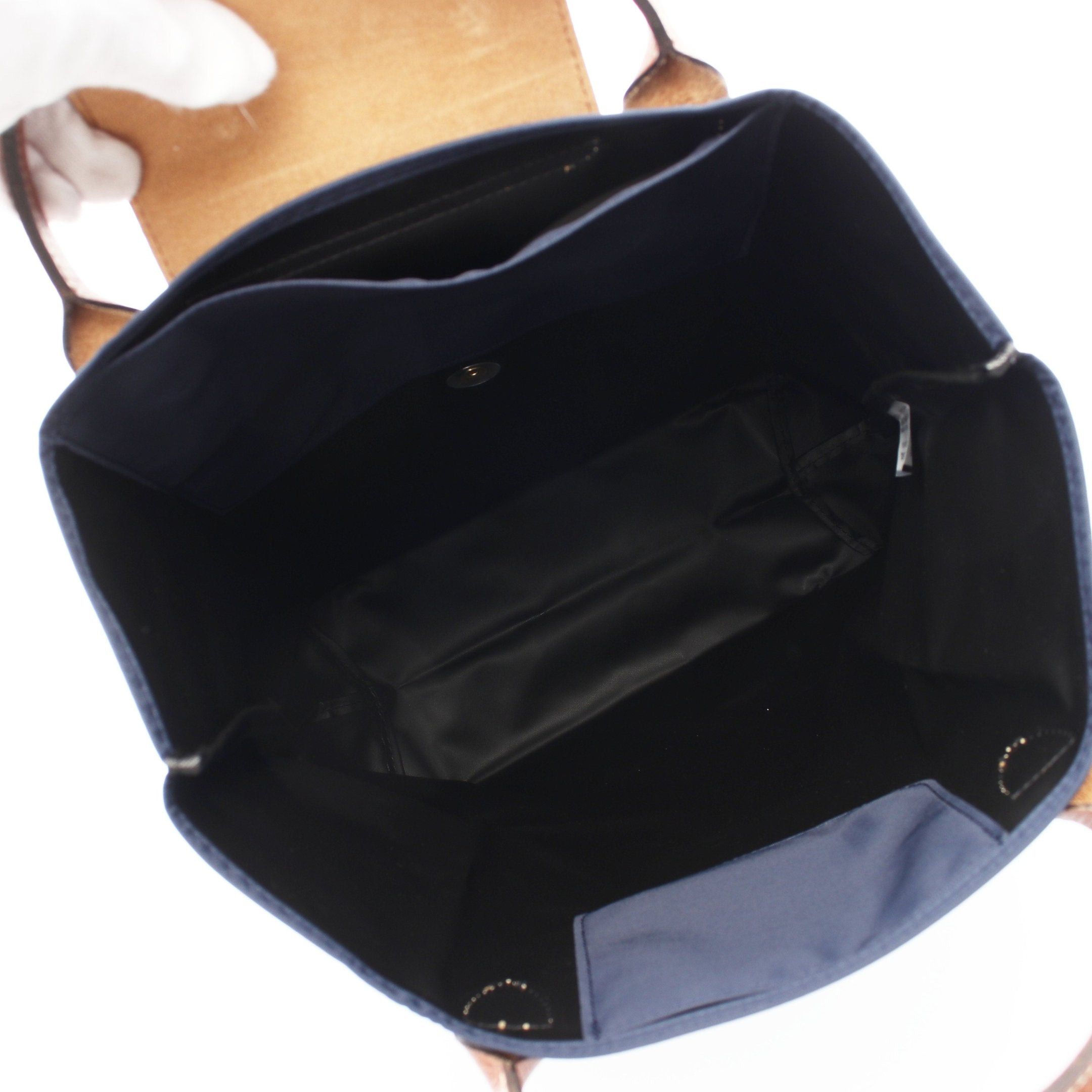 Longchamp Longchamp Le Preage Original M Shopping Bag Handbag Tote Nylon Leather Navy Size ONE SIZE - 3 Thumbnail