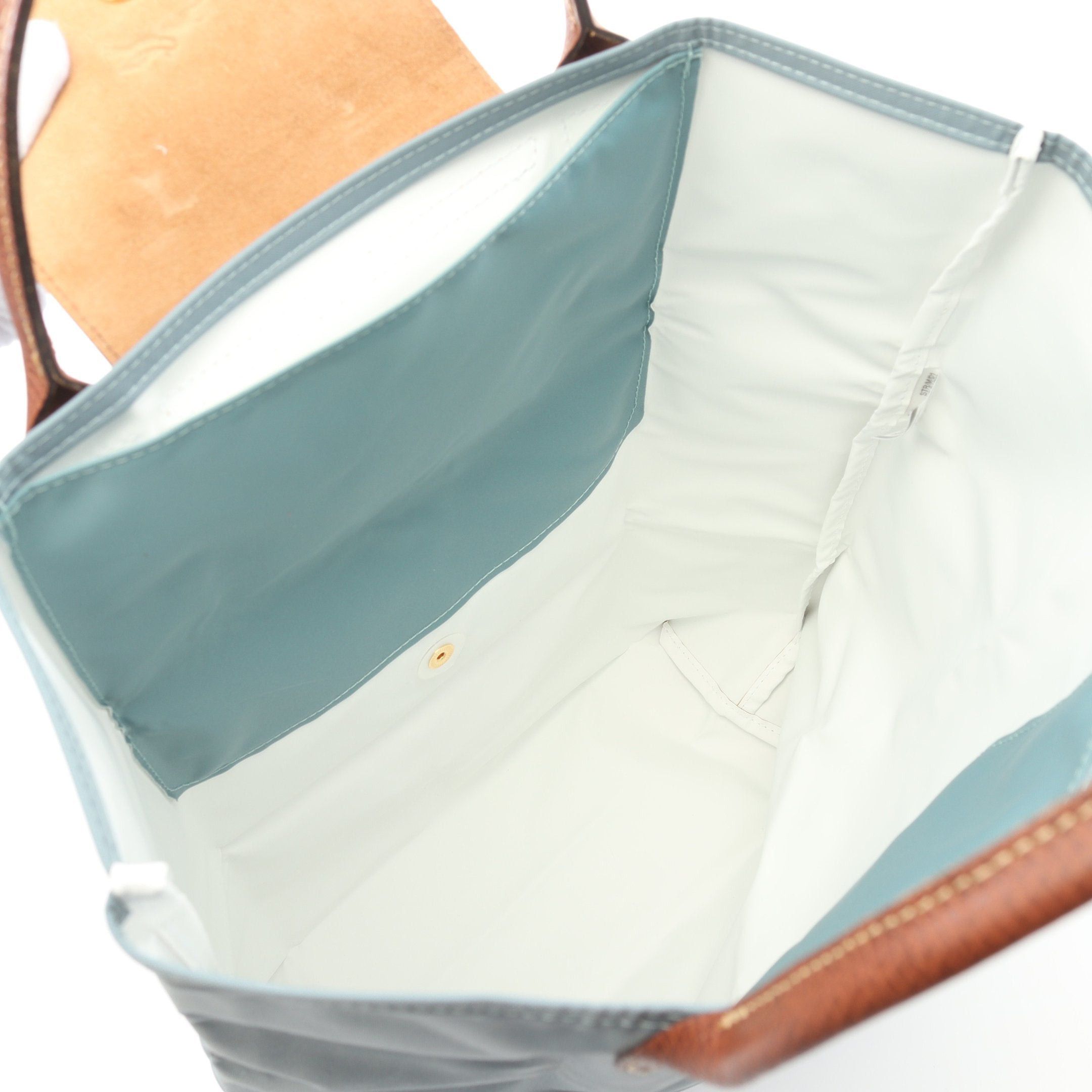 Longchamp Longchamp Le Preage Original M Shopping Bag Handbag Tote Nylon Leather Emerald Green Brown Size ONE SIZE - 3 Thumbnail
