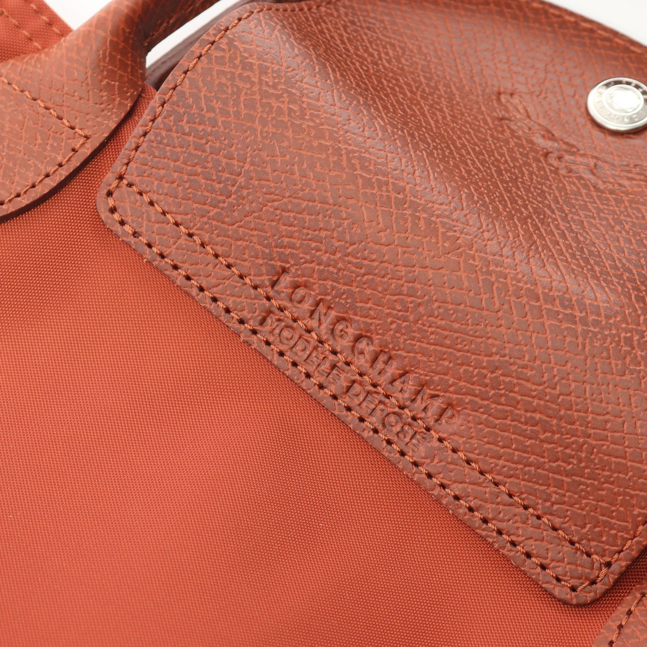 Longchamp Longchamp Le Preage Green M Shopping Bag Handbag Tote Nylon Leather Orange Brown Size ONE SIZE - 4 Thumbnail