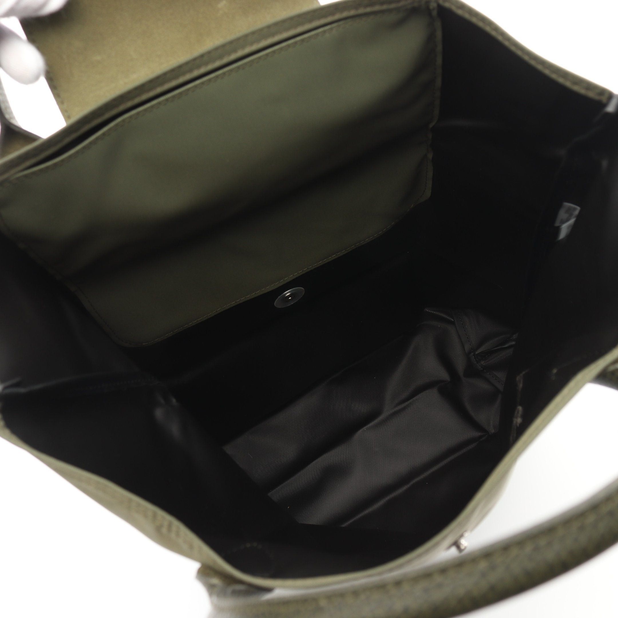 Longchamp Longchamp Le Preage Green M Shopping Bag Handbag Tote Nylon Leather Khaki Size ONE SIZE - 3 Thumbnail