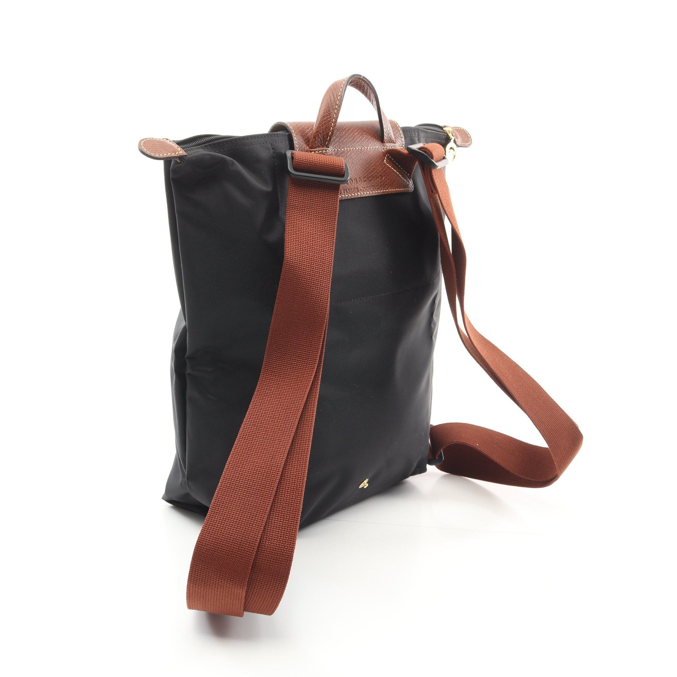 Longchamp Longchamp Le Preage Original M Backpack Rucksack Nylon Leather Black Brown Size ONE SIZE - 2 Thumbnail