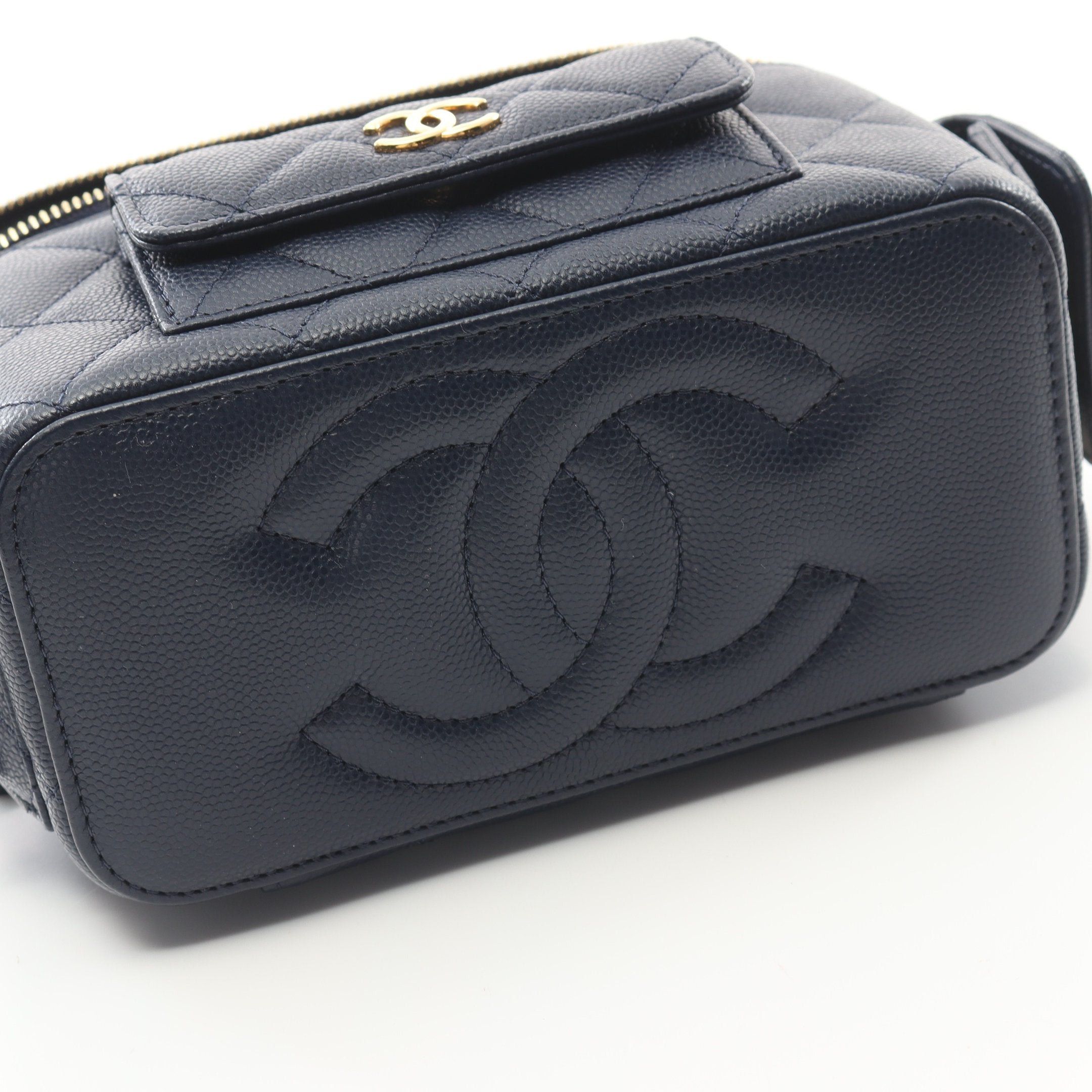 Chanel Chanel Matelasse Vanity Bag Chain Shoulder Caviar Skin Navy Gold Hardware Size ONE SIZE - 7 Thumbnail