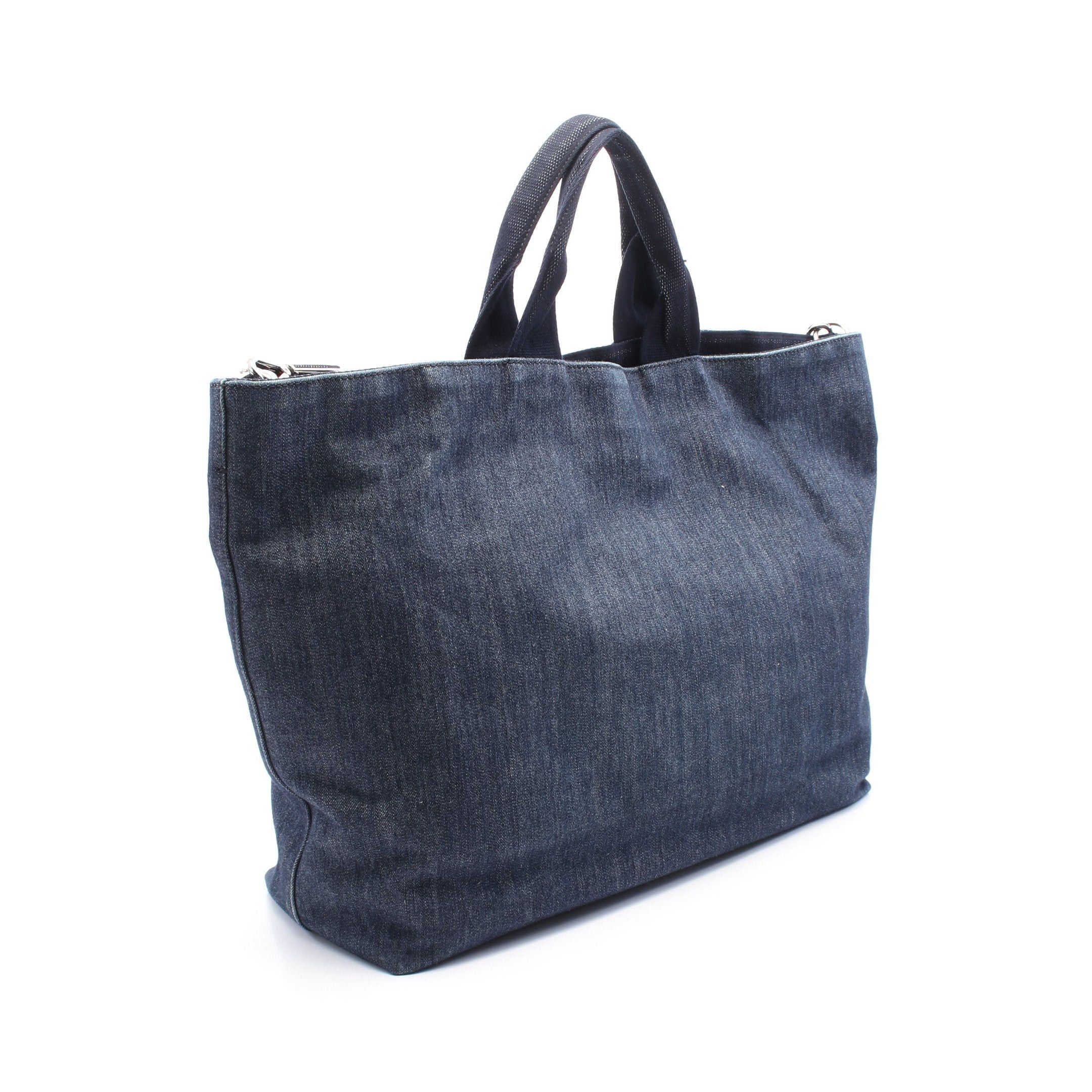 Prada Prada Denim Handbag Tote Bag Indigo Blue Size ONE SIZE - 2 Thumbnail
