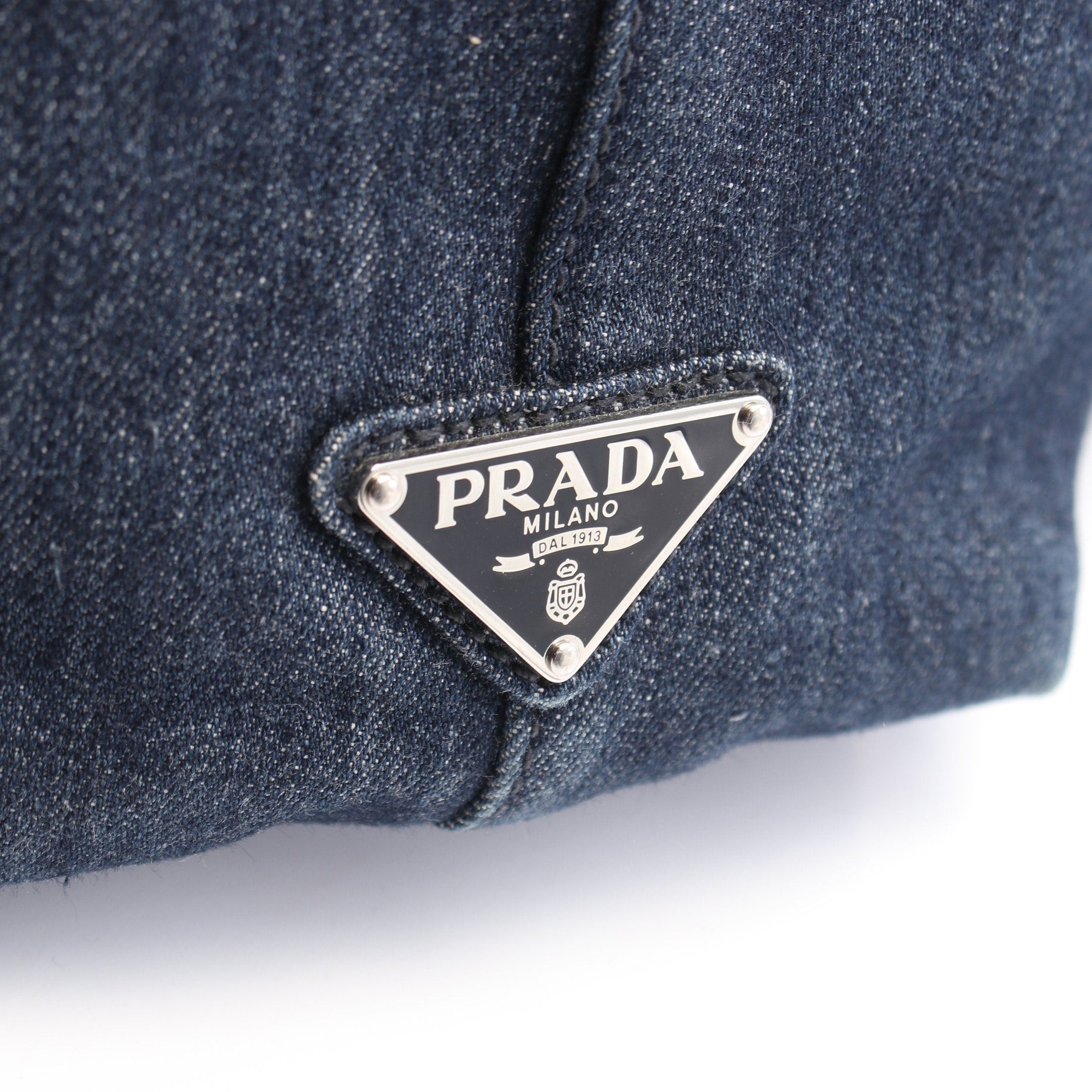 Prada Prada Denim Handbag Tote Bag Indigo Blue Size ONE SIZE - 5 Thumbnail