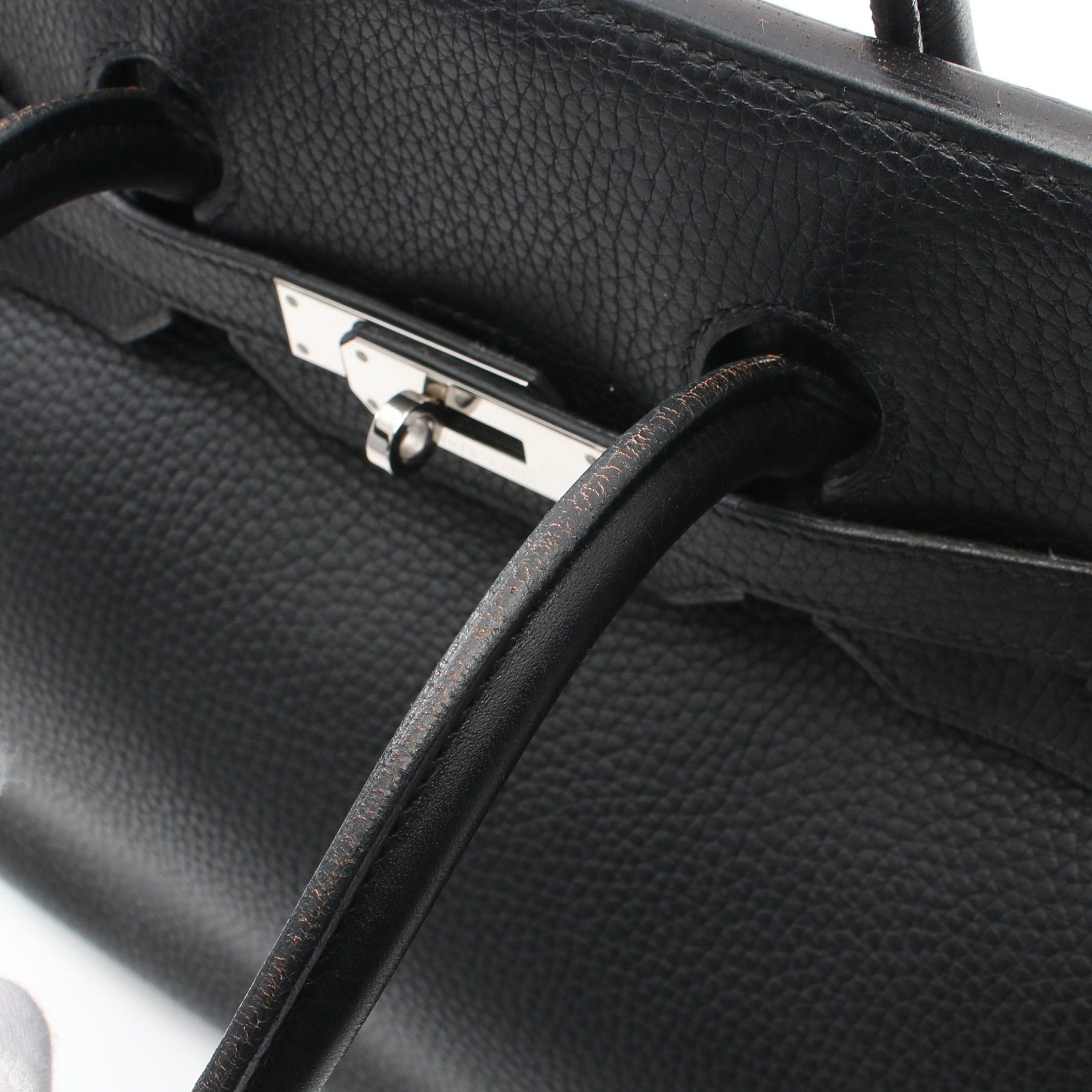 Hermes Hermes Birkin 35 Handbag Clemence Leather Black Silver Hardware □I Stamp (Manufactured Around 2005) Size ONE SIZE - 6 Thumbnail