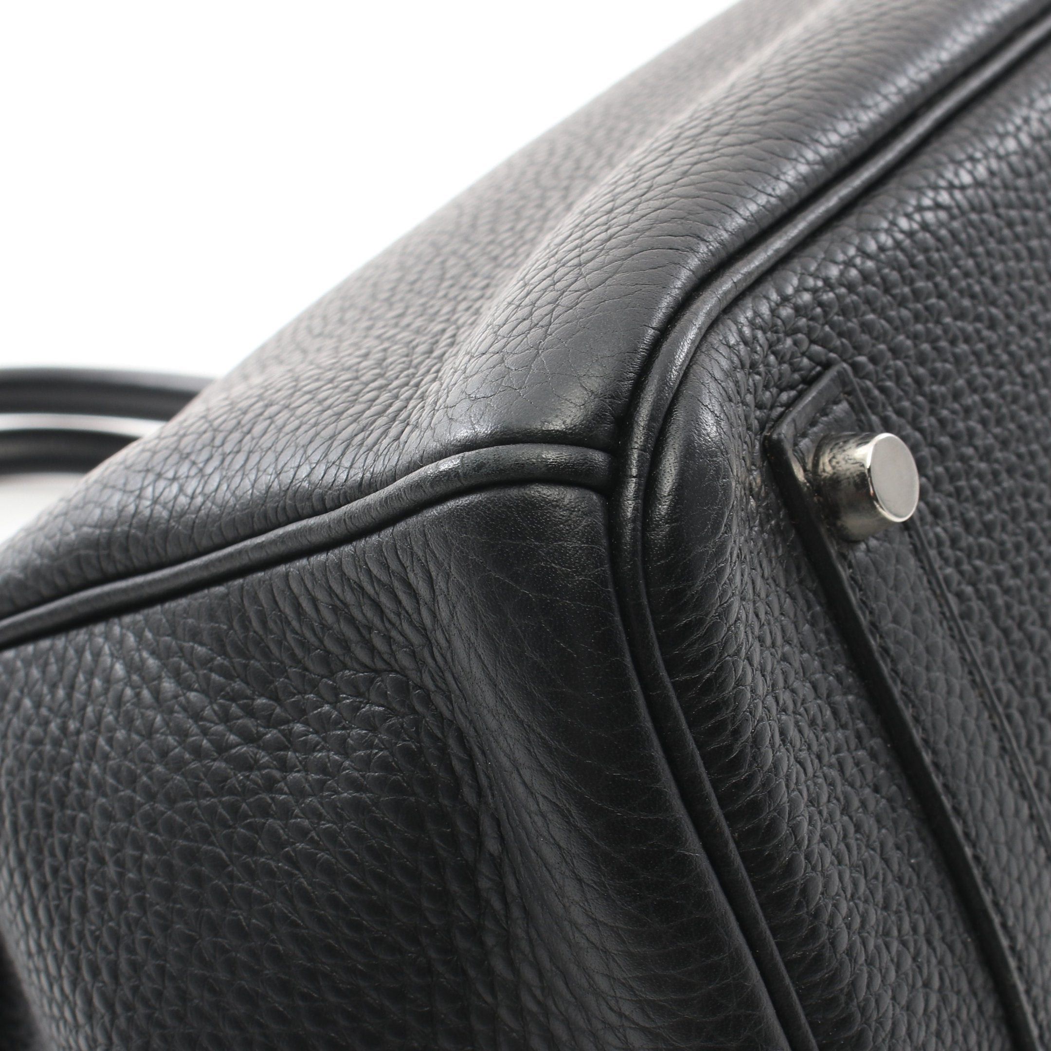 Hermes Hermes Birkin 35 Handbag Clemence Leather Black Silver Hardware □I Stamp (Manufactured Around 2005) Size ONE SIZE - 10 Thumbnail