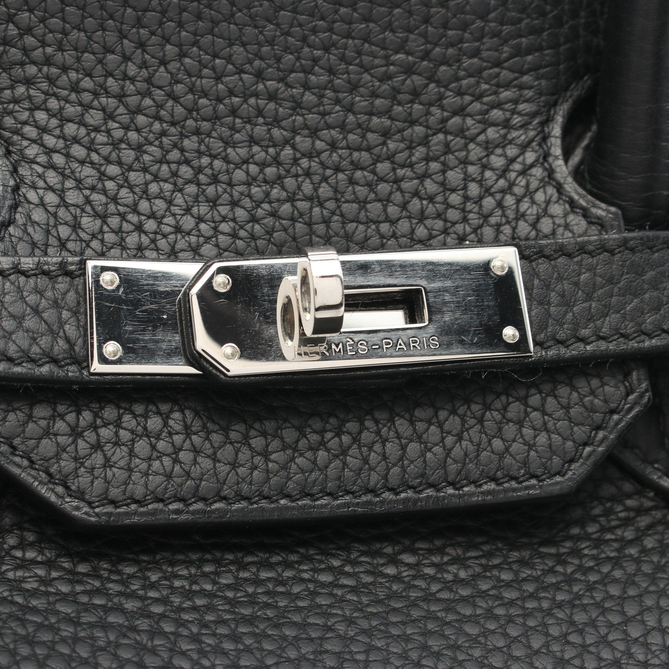 Hermes Hermes Birkin 35 Handbag Clemence Leather Black Silver Hardware □I Stamp (Manufactured Around 2005) Size ONE SIZE - 8 Thumbnail