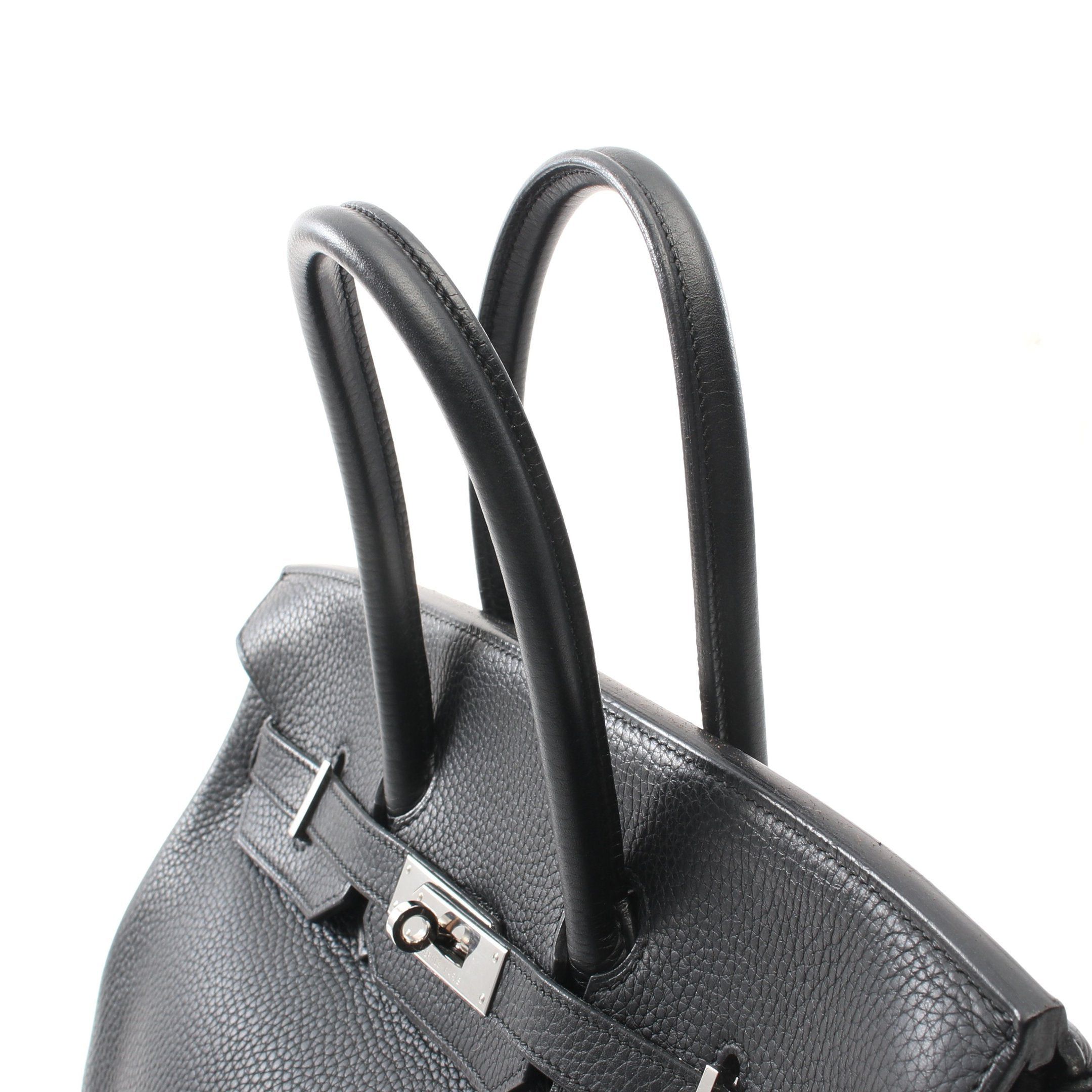 Hermes Hermes Birkin 35 Handbag Clemence Leather Black Silver Hardware □I Stamp (Manufactured Around 2005) Size ONE SIZE - 11 Thumbnail