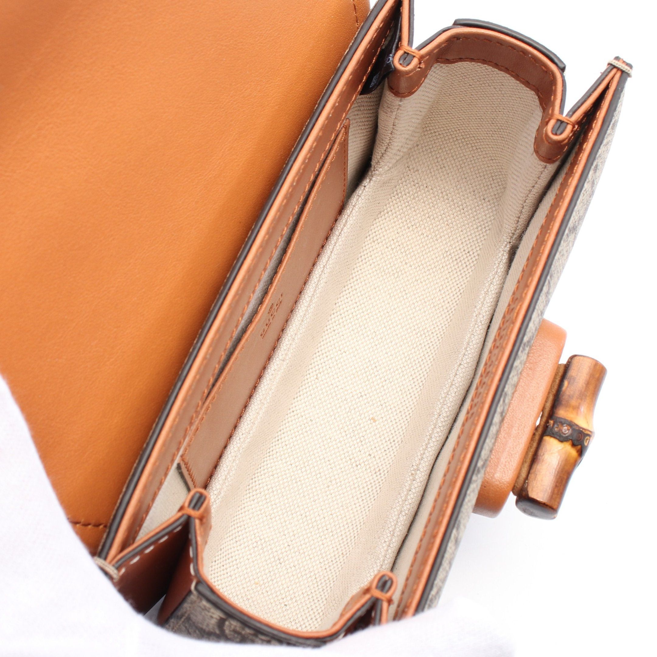 Gucci Gucci Bamboo 1947 Mini Belt Bag Gg Canvas Body Waist Leather Beige Dark Brown Size ONE SIZE - 3 Thumbnail