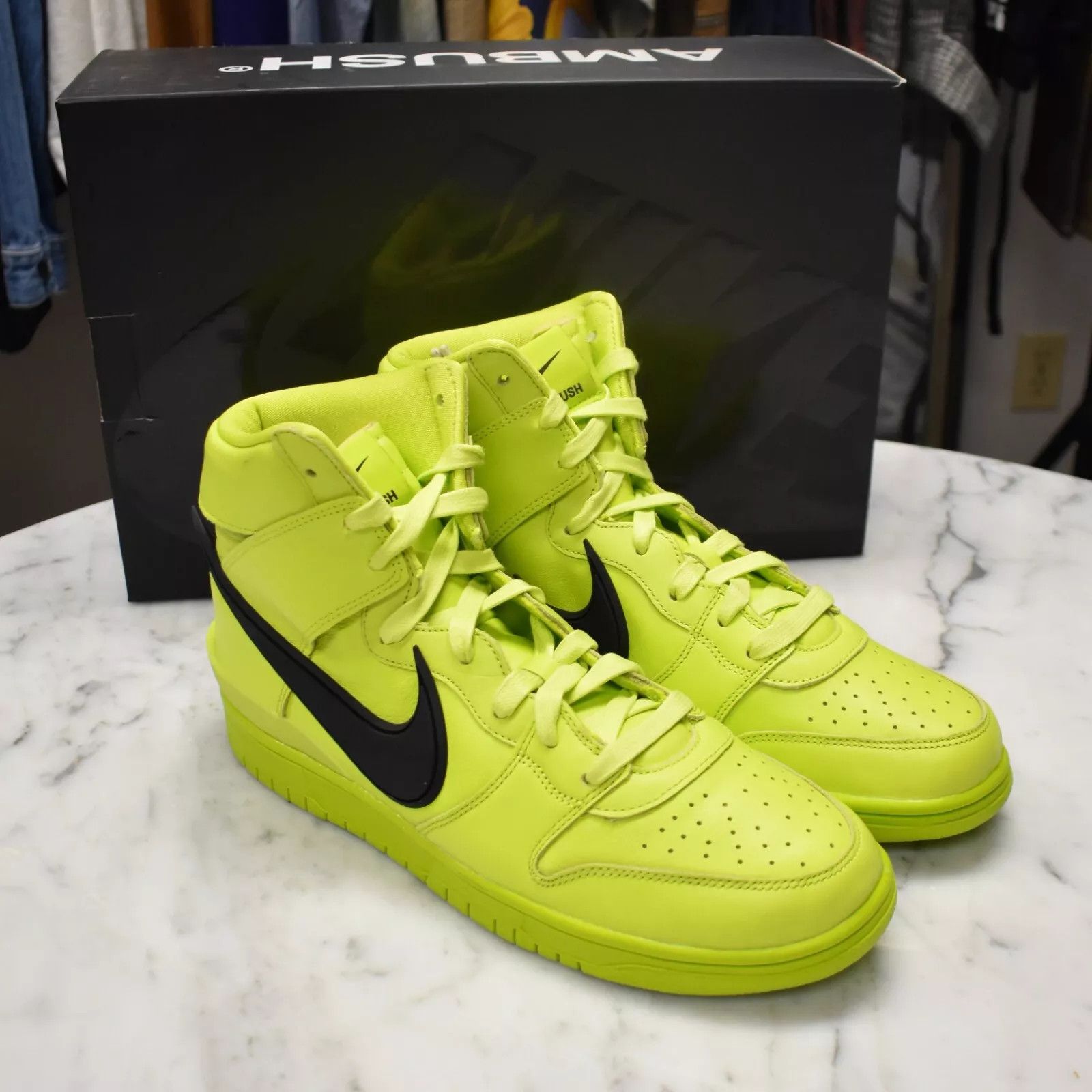 Nike Nike AMBUSH Dunk Hi High Atomic Green Lime Leather Size US 10.5 / EU 43-44 - 5 Thumbnail