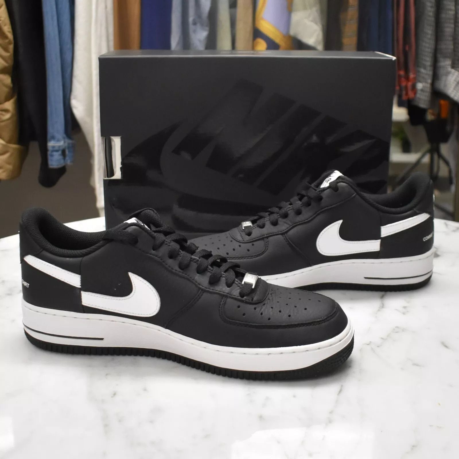 Comme des Garcons × Nike × Supreme Supreme CDG Nike Air Force 1 CDG Split Black Leather FW18 Size US 10 / EU 43 - 4 Thumbnail