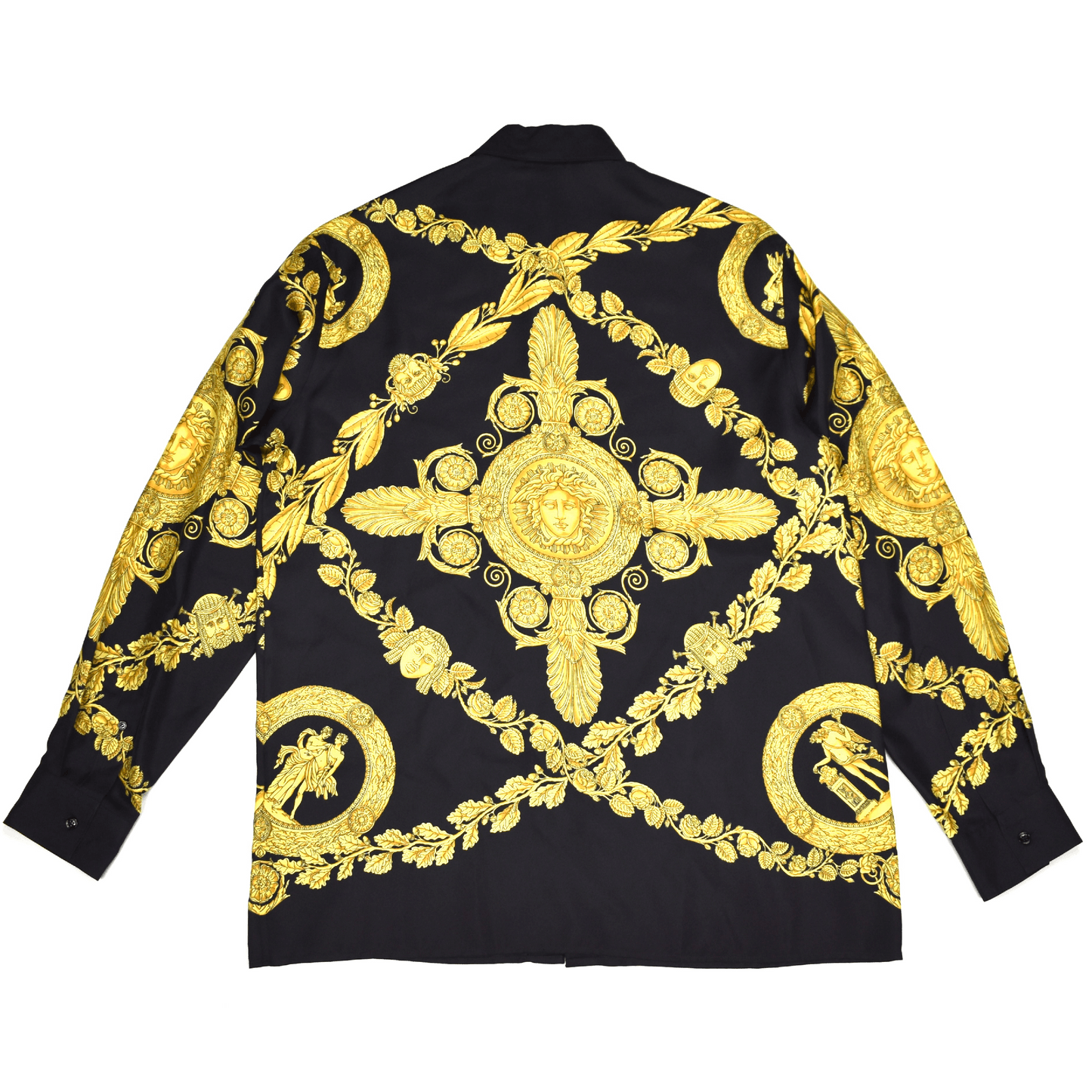 Versace Versace Black Gold Barocco Medusa Print Silk Shirt Size US M / EU 48-50 / 2 - 2 Thumbnail