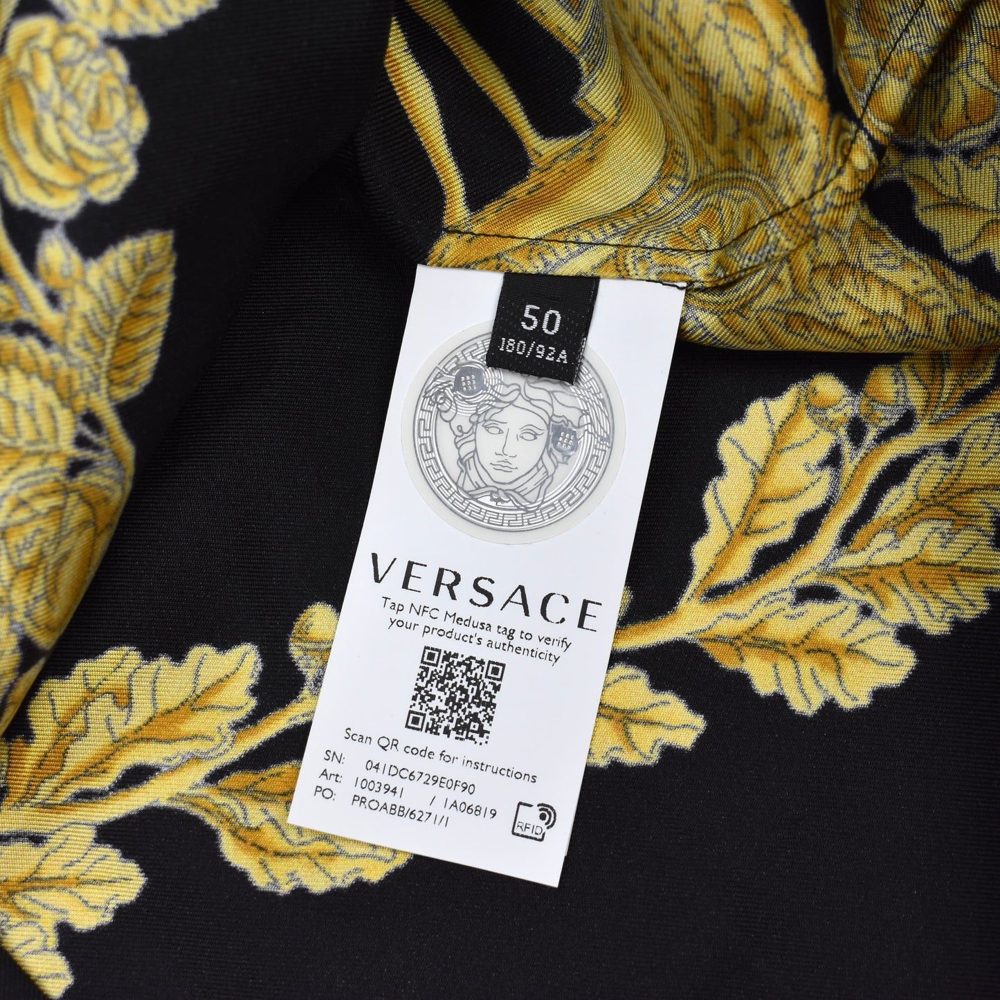 Versace Versace Black Gold Barocco Medusa Print Silk Shirt Size US M / EU 48-50 / 2 - 8 Thumbnail