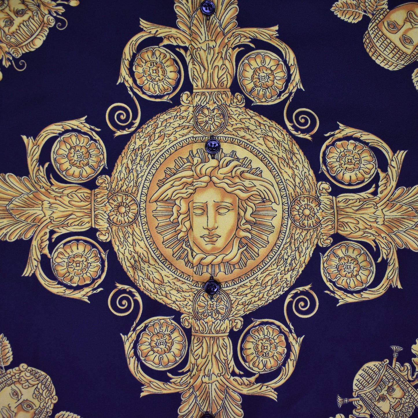 Versace Versace Black Gold Barocco Medusa Print Silk Shirt Size US M / EU 48-50 / 2 - 3 Thumbnail