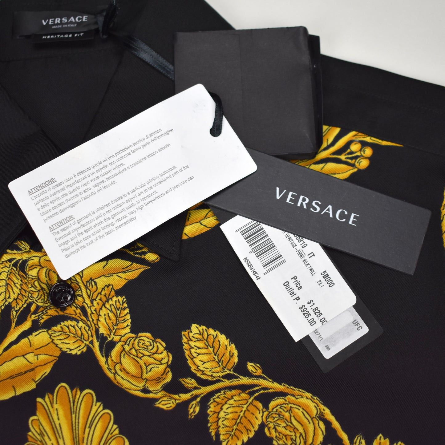 Versace Versace Black Gold Barocco Medusa Print Silk Shirt Size US M / EU 48-50 / 2 - 6 Thumbnail