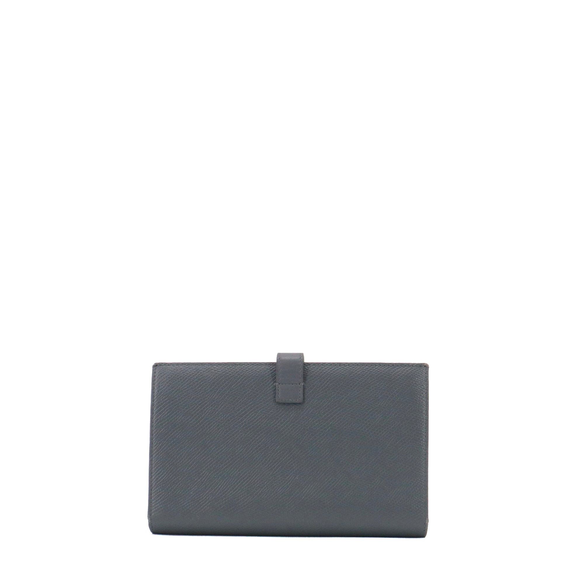 Celine CELINE - Large Celine wallet in gray grained leather Size ONE SIZE - 3 Thumbnail